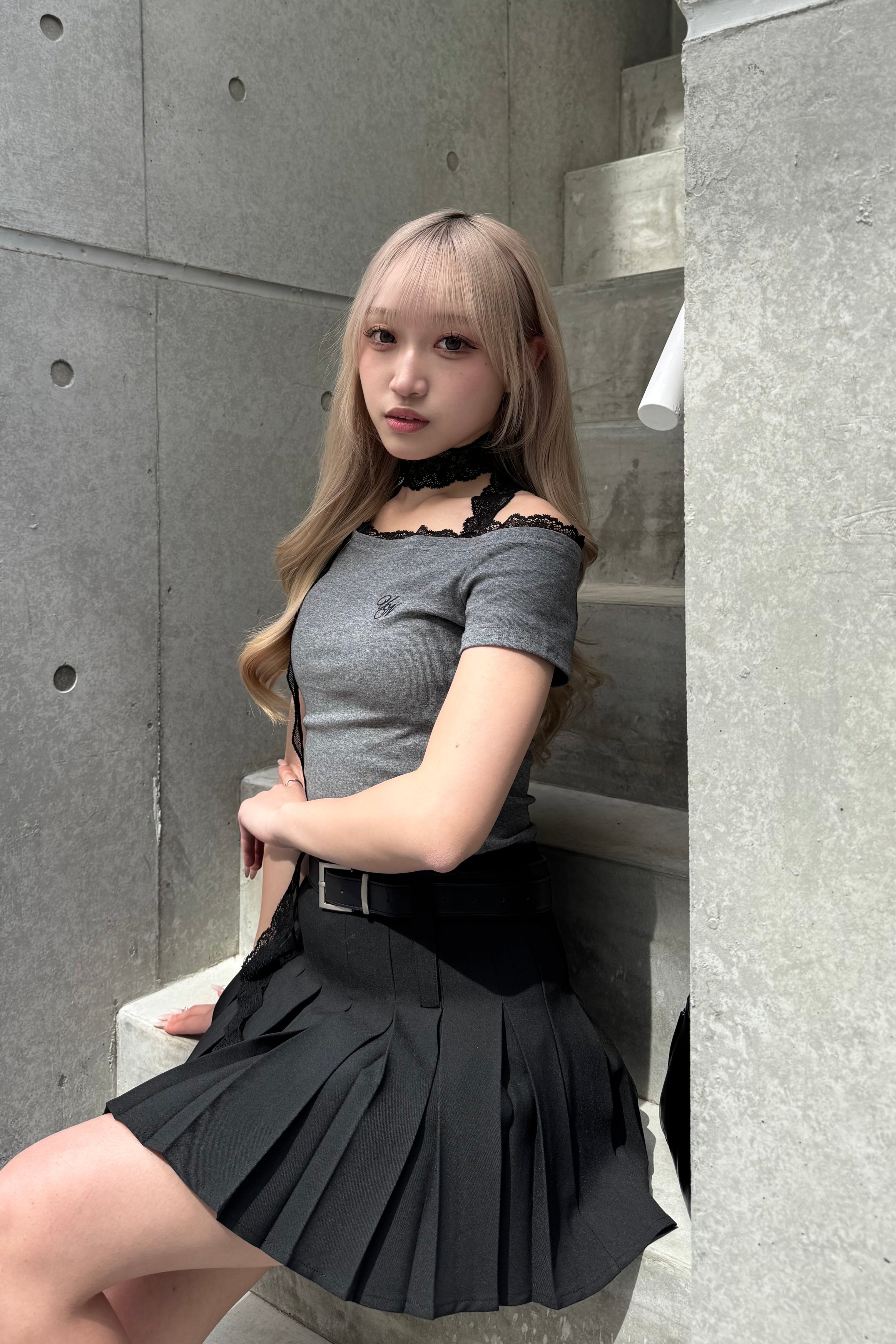ワンショルダーレースTシャツ LAE20827