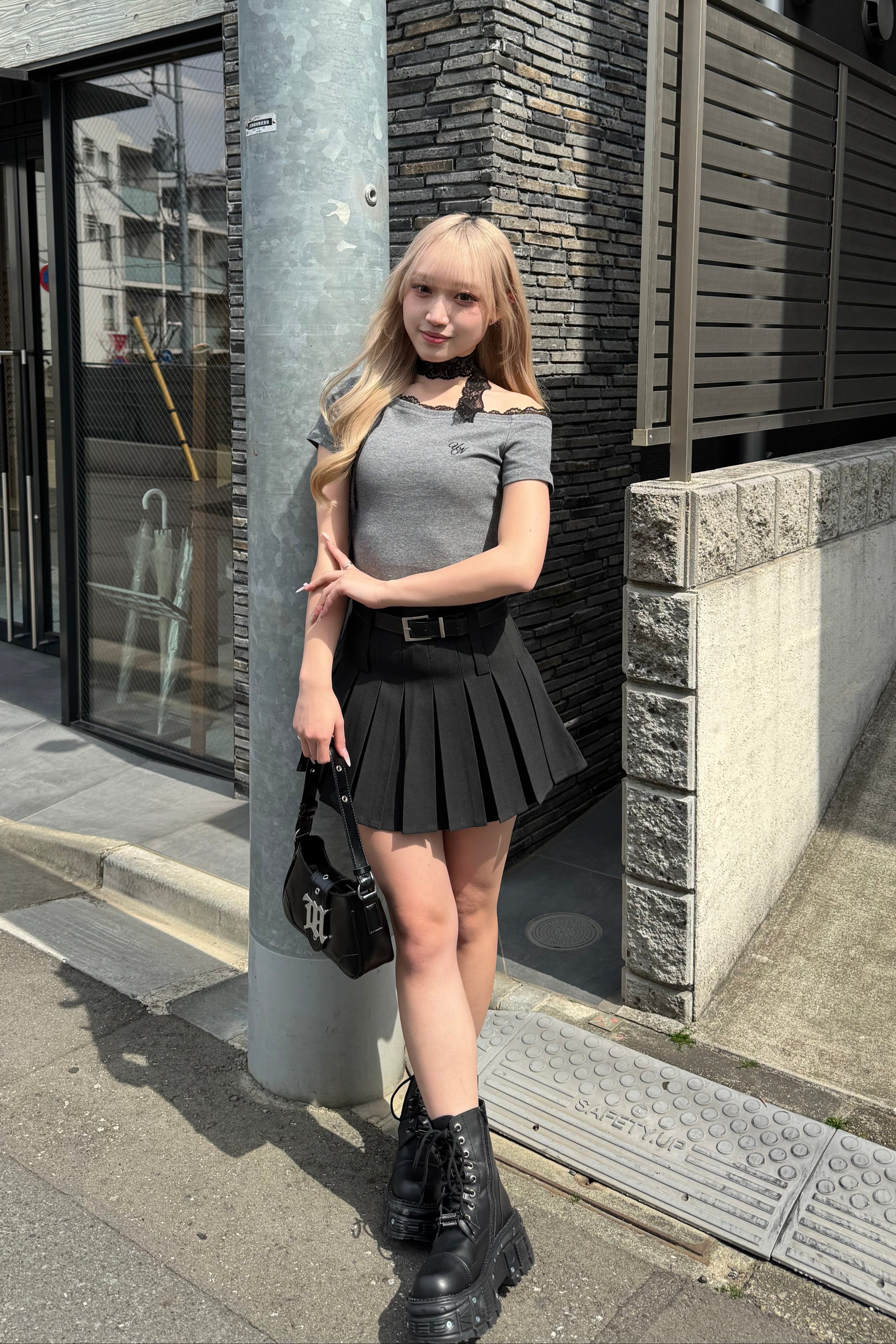 ワンショルダーレースTシャツ LAE20827