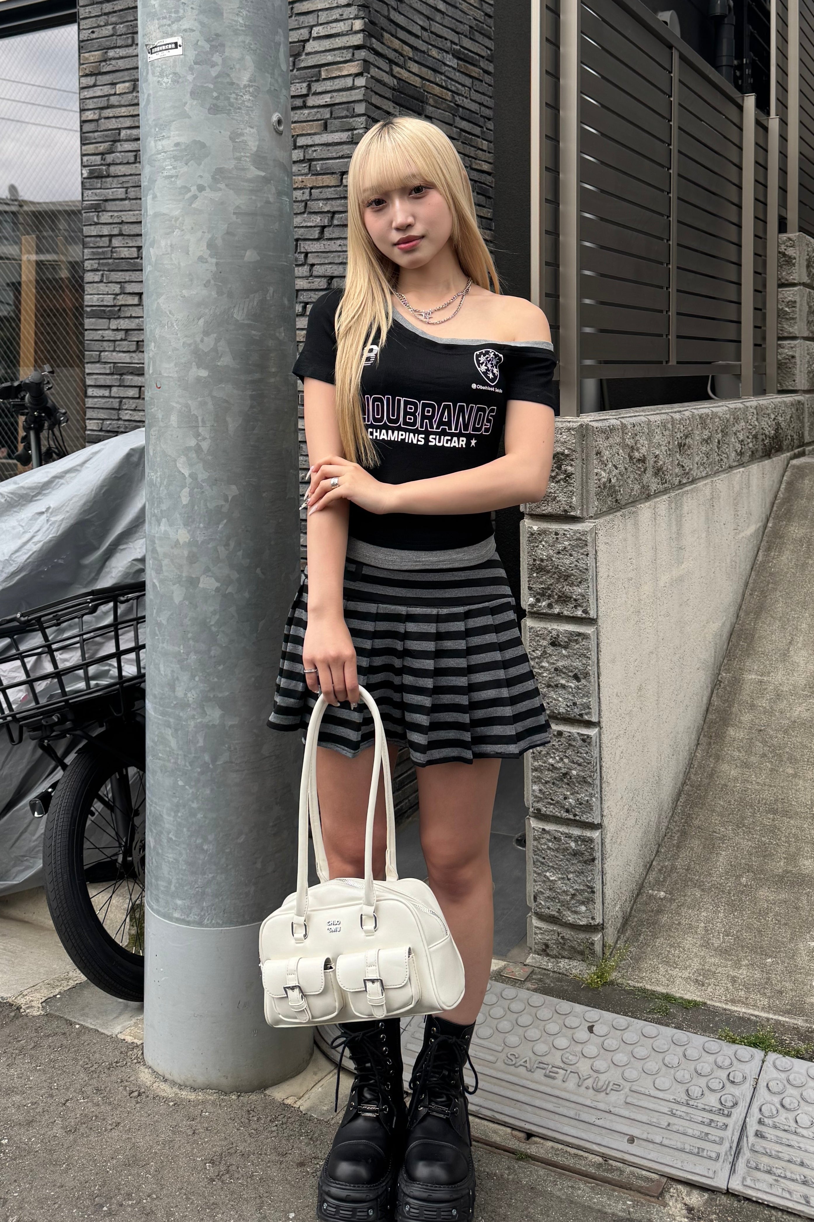 ボーダープリーツミニスカート LAE20843