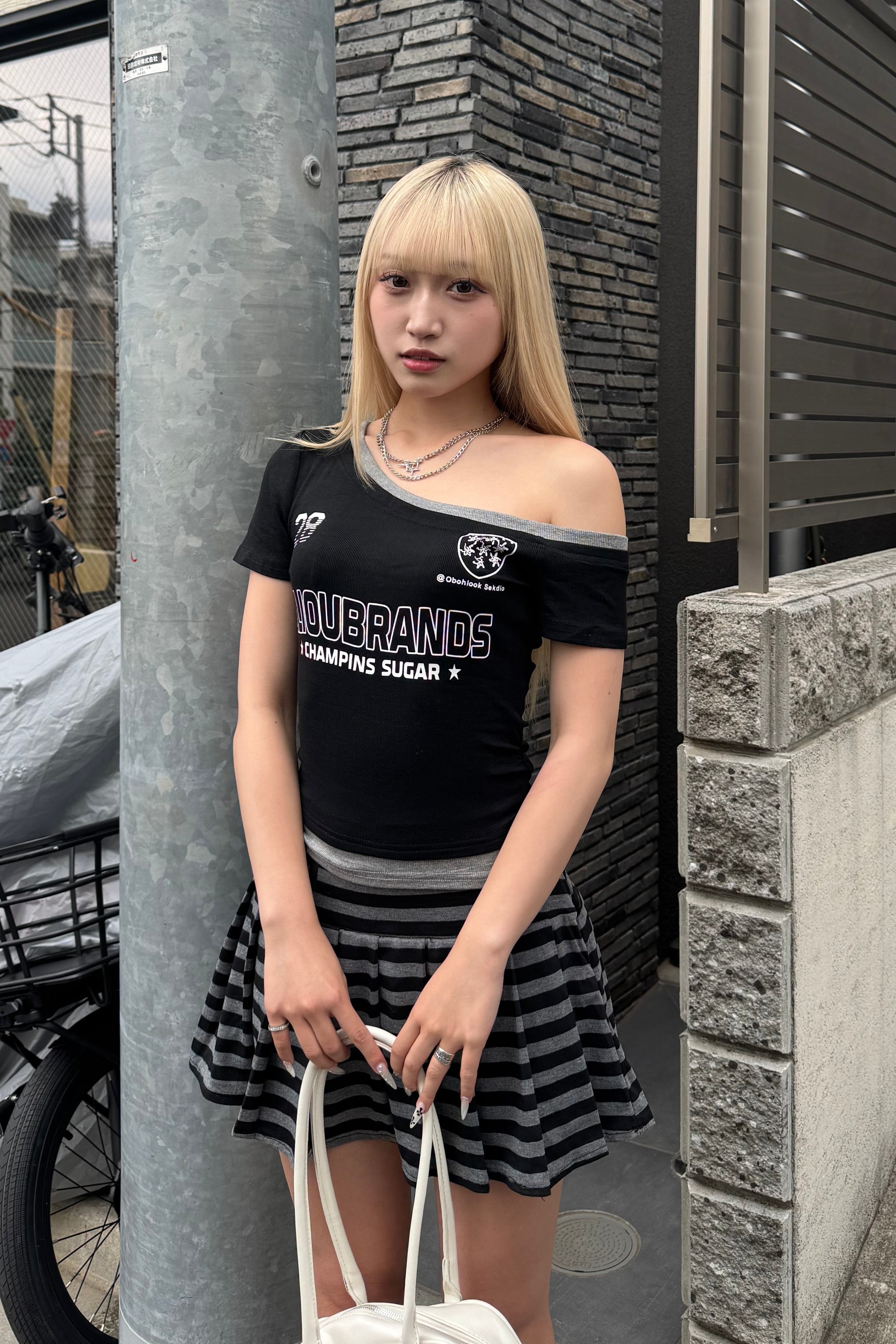 ボーダープリーツミニスカート LAE20843