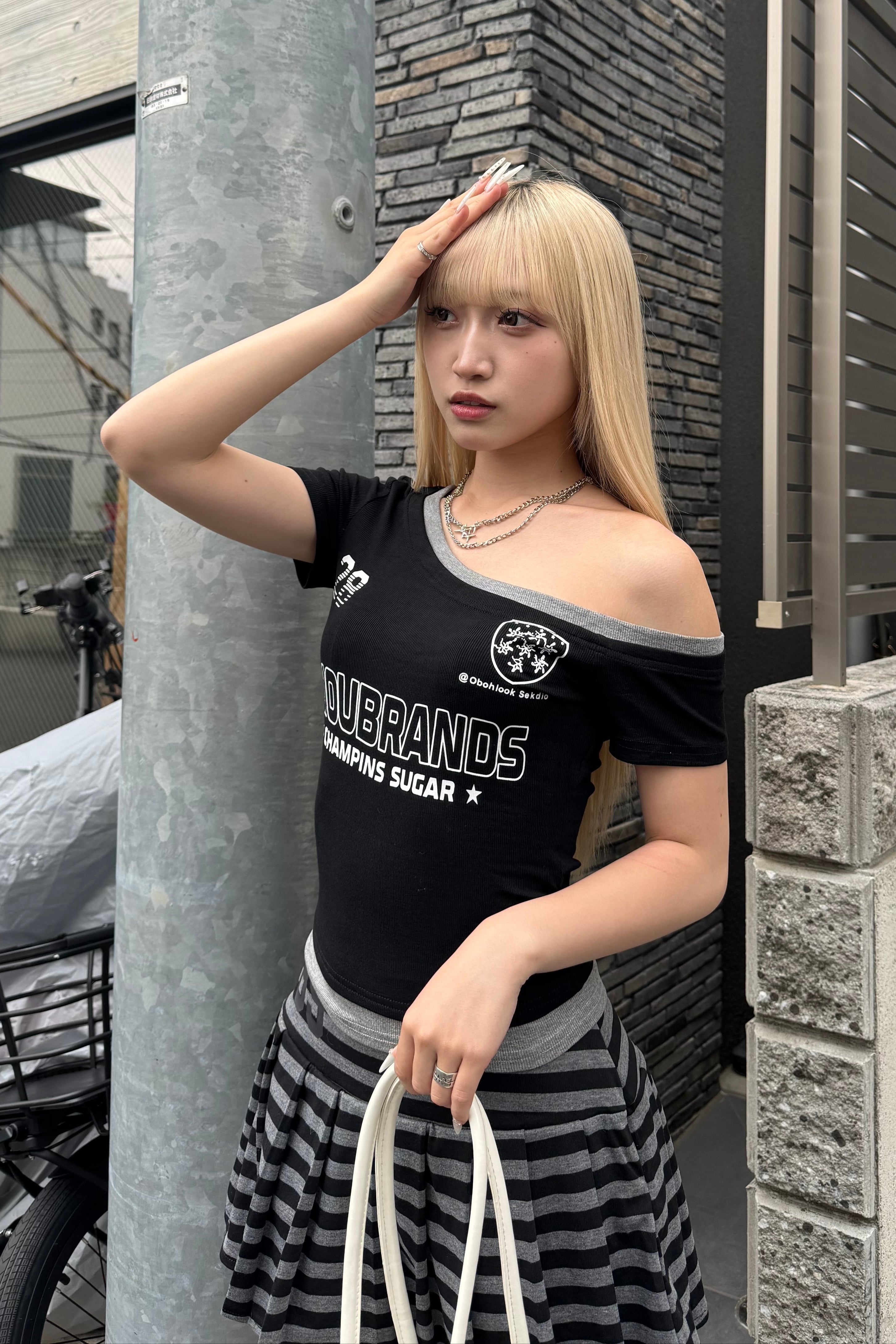 ボーダープリーツミニスカート LAE20843