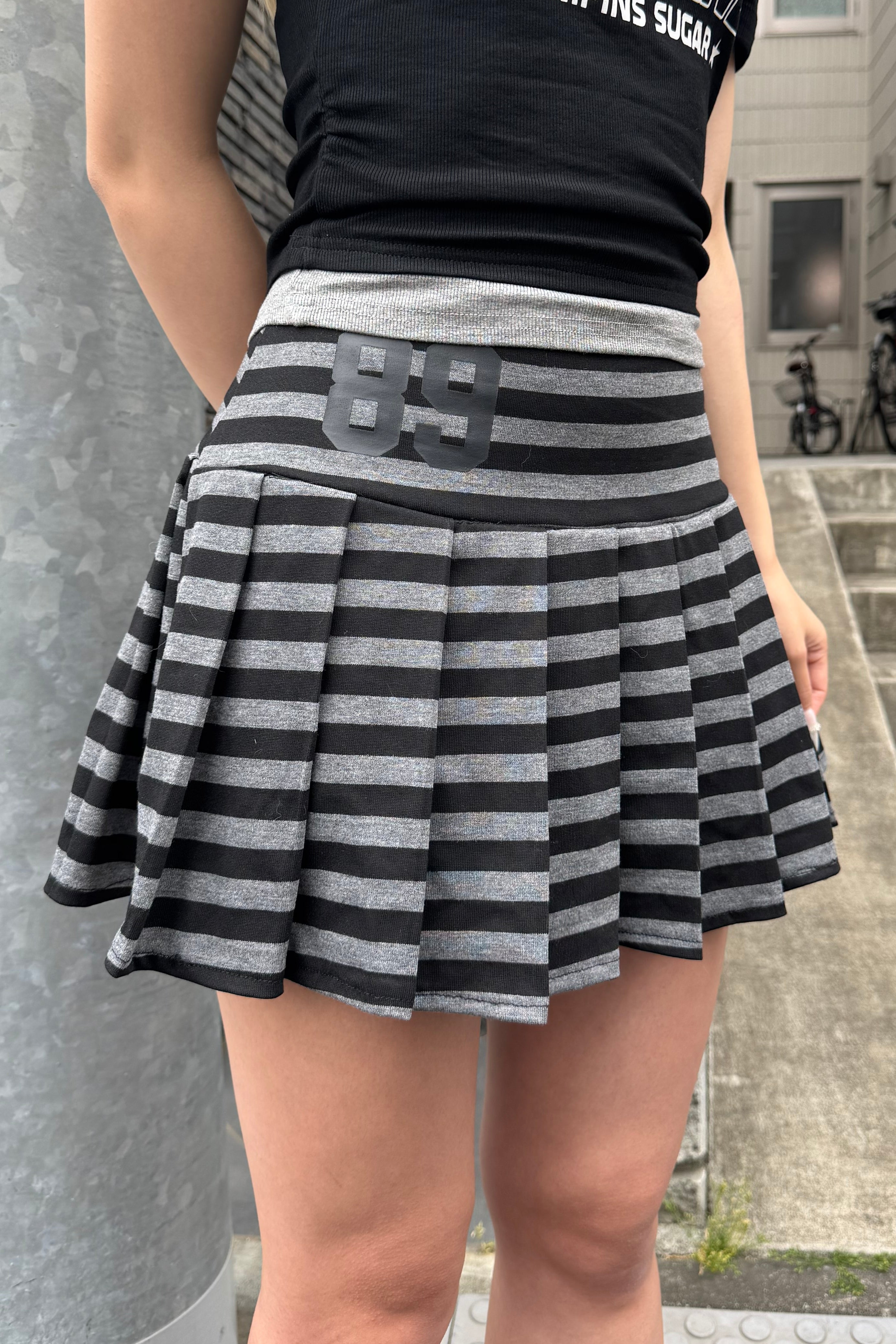 ボーダープリーツミニスカート LAE20843