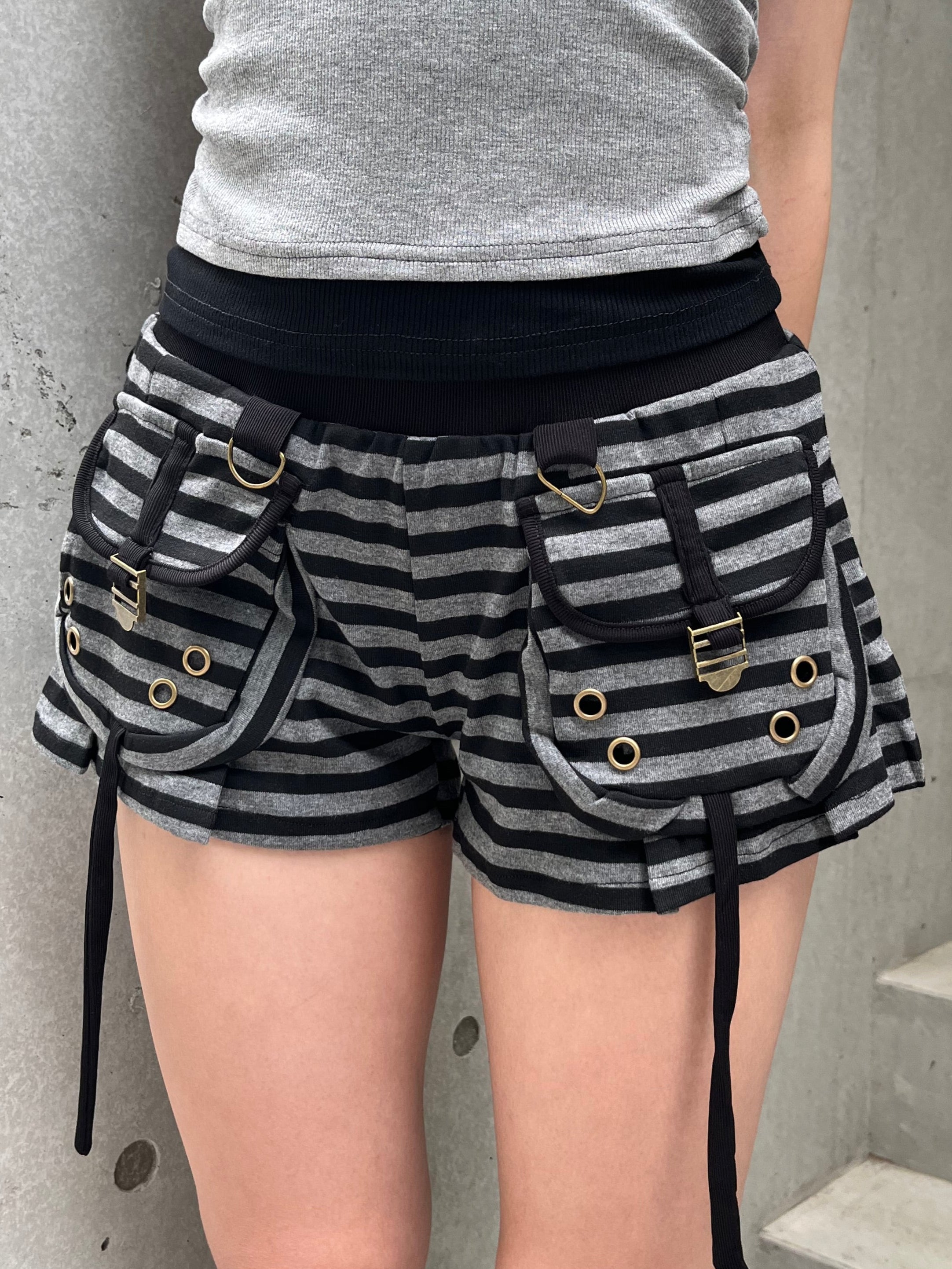 ボーダーポケットホットパンツ LAE20845