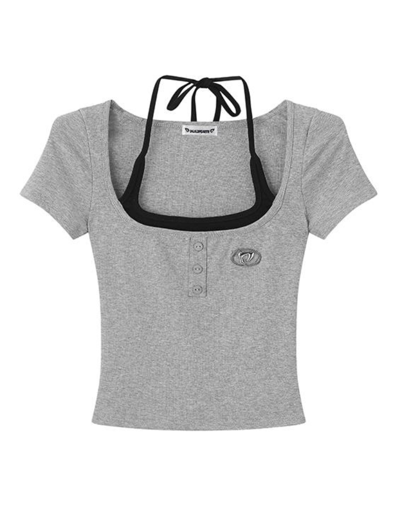 フェイクツーピースボタンカットソー LAE20561