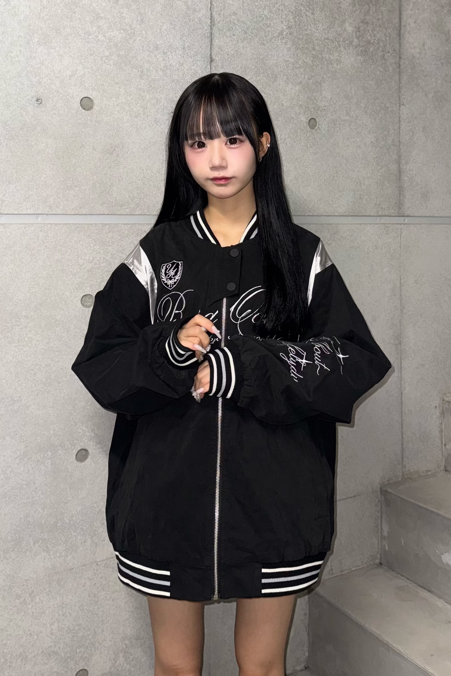 ブラックレタリングアシンメトリージャケット LAE30088