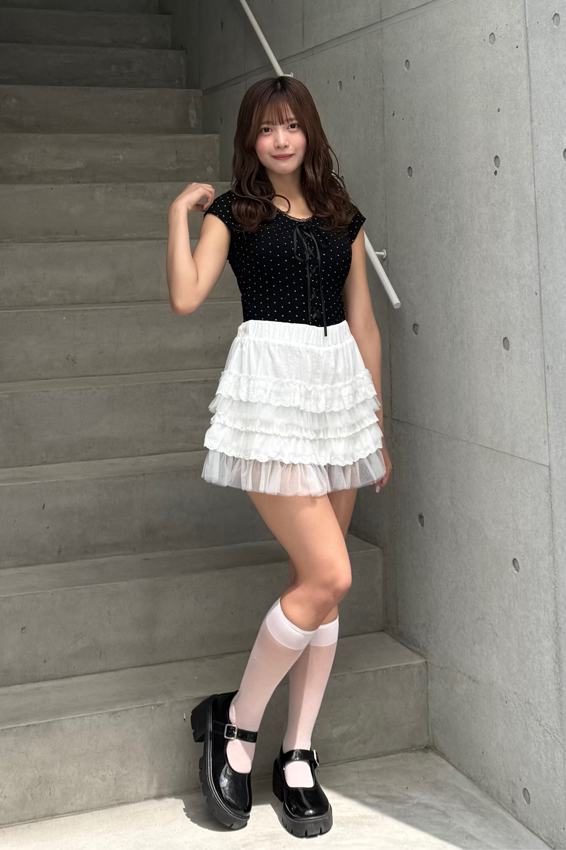 レースアップドットTシャツ LAE20906