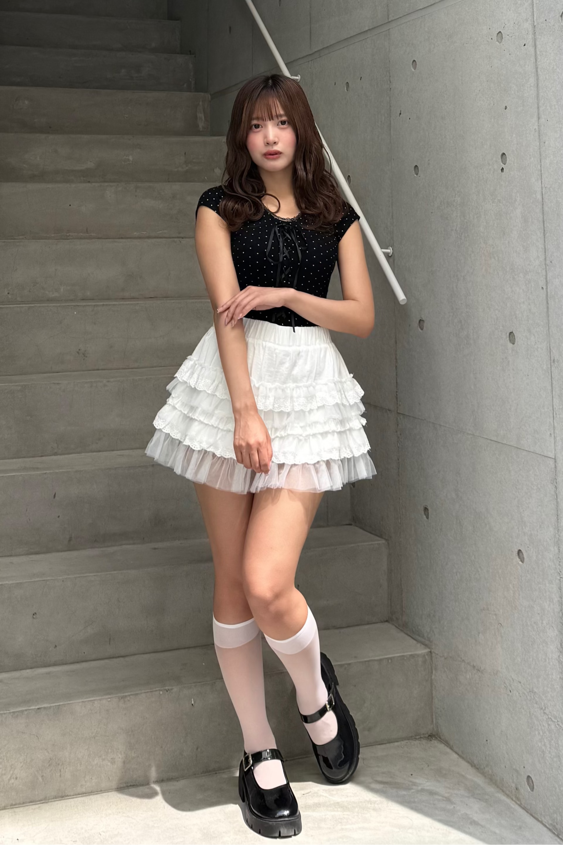 レースアップドットTシャツ LAE20906