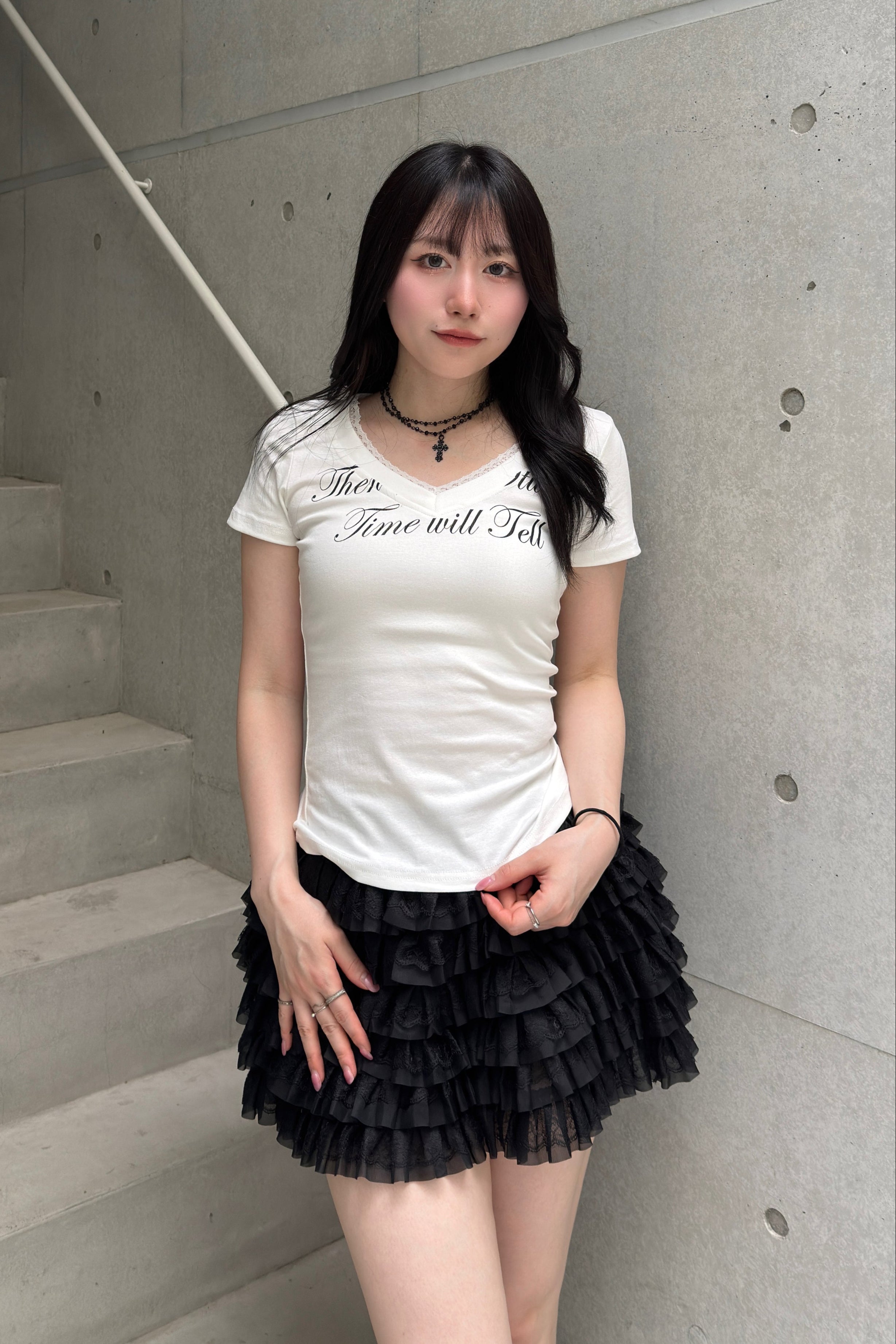 レースレタリングTシャツ LAE20892