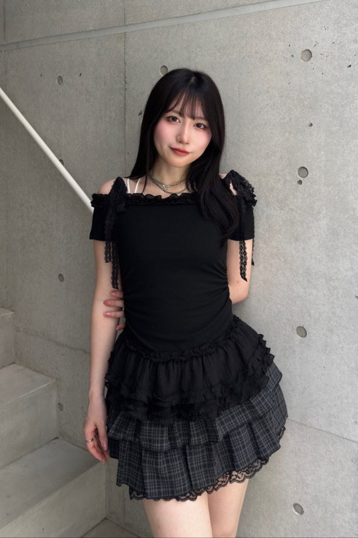 ティアードレースミニスカート LAE20878