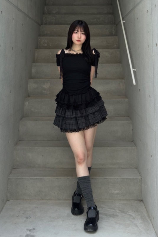 ティアードレースミニスカート LAE20878