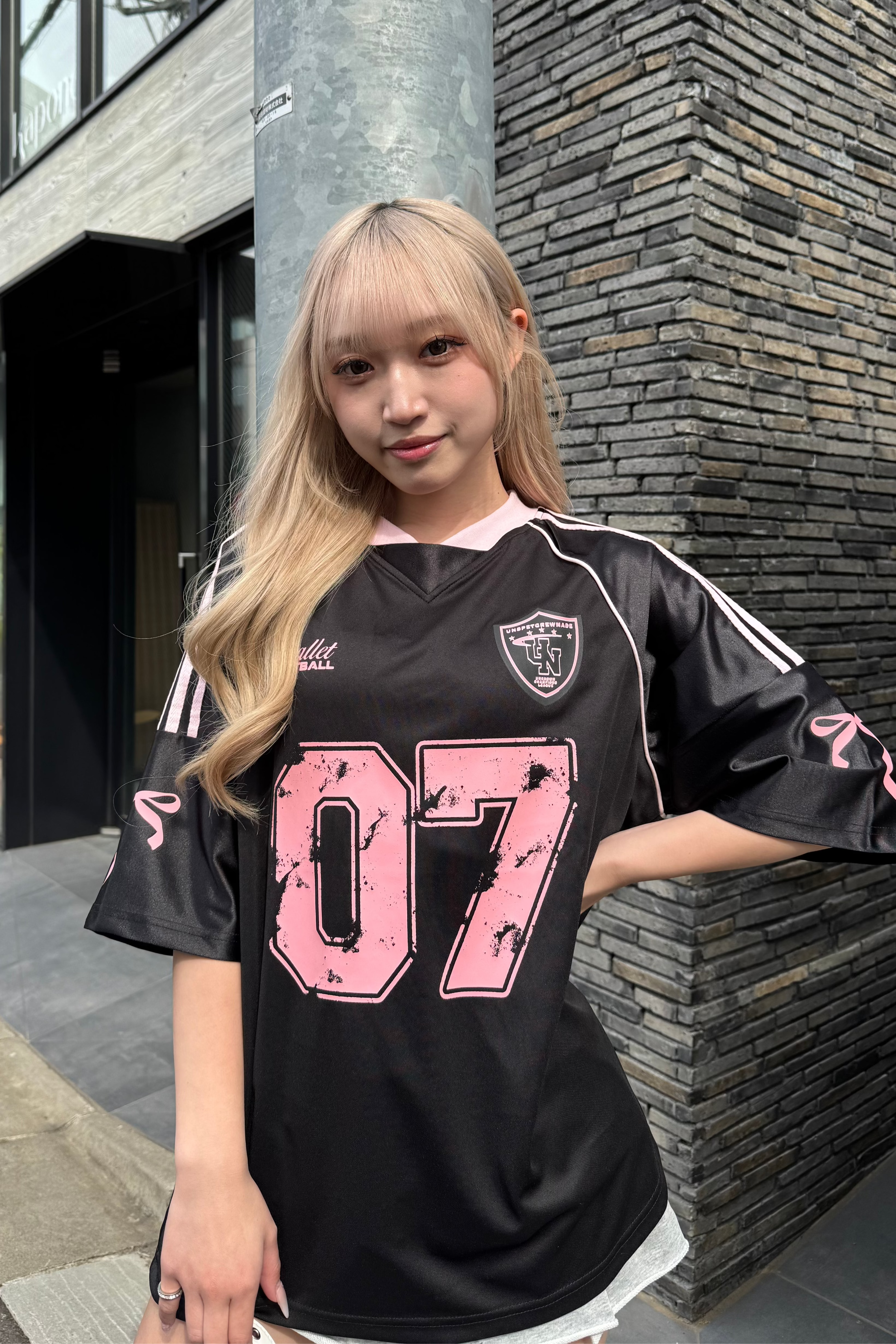 リボンプリントユニフォームTシャツ LAE20785