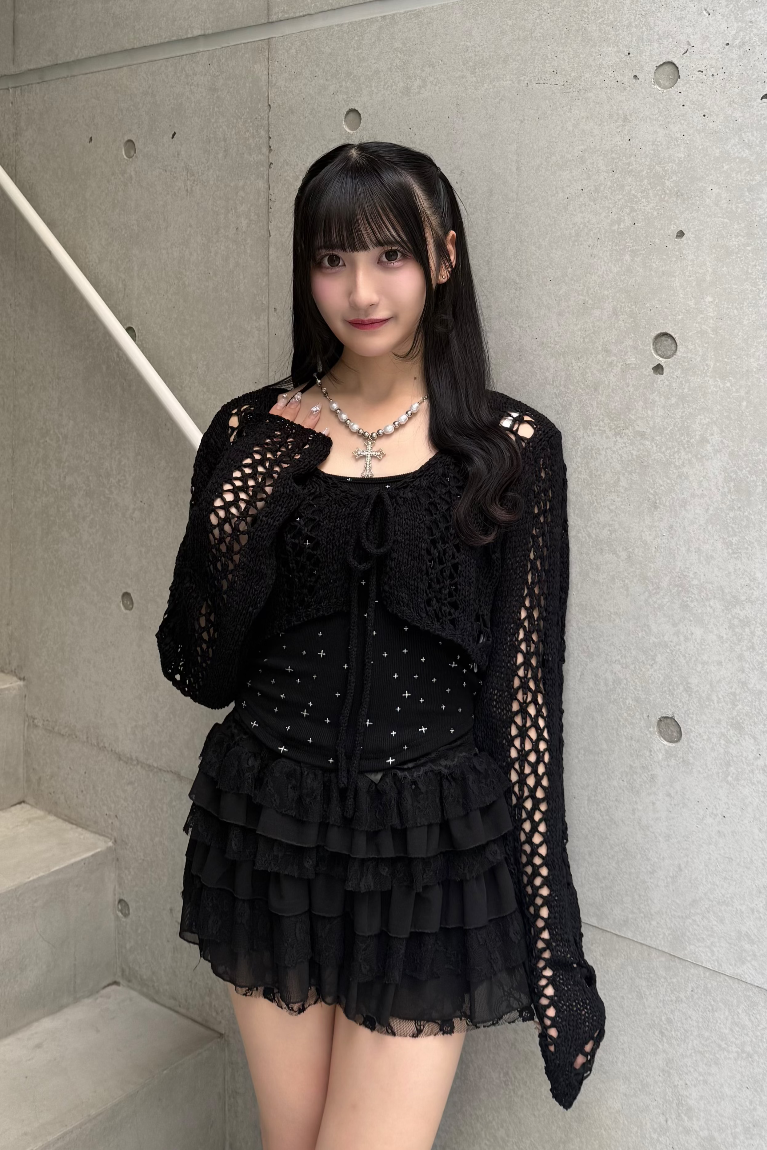 シースルーリボンニットカーディガン LAE20969