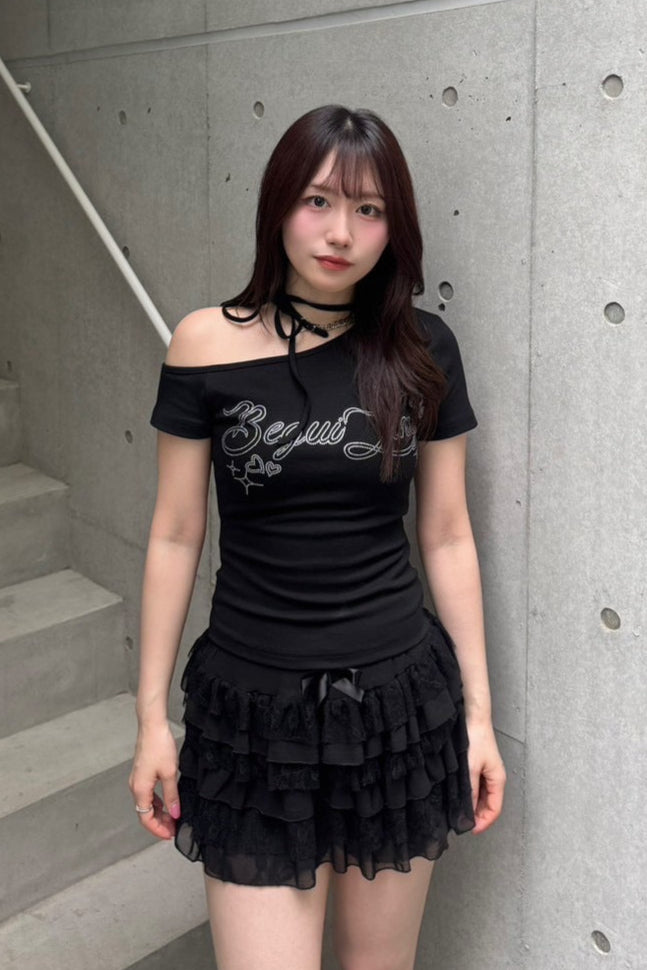 レースフリルティアードミニスカート LAE20847