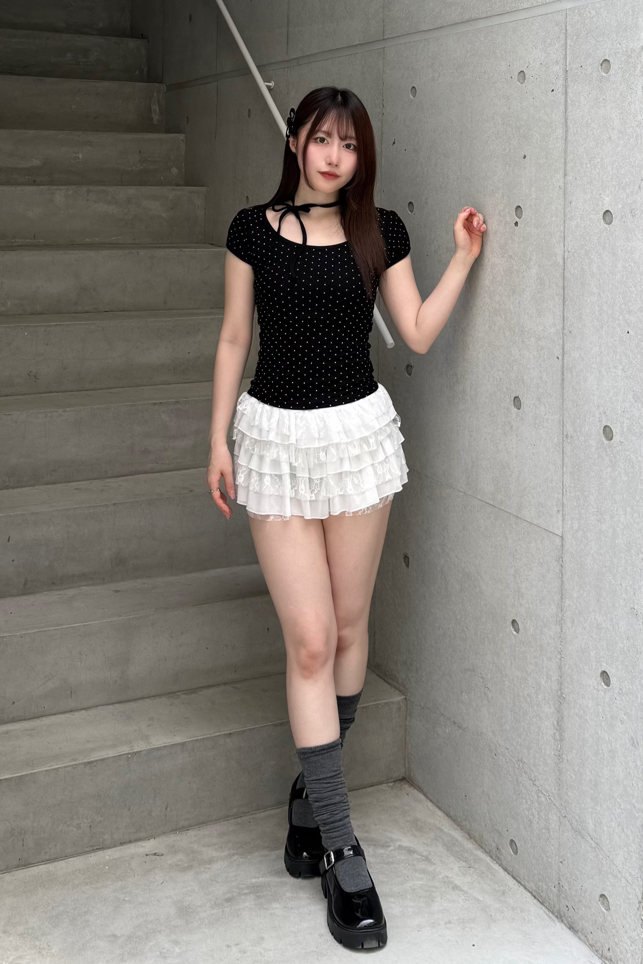 ドットリボンパフスリーブTシャツ LAE20883