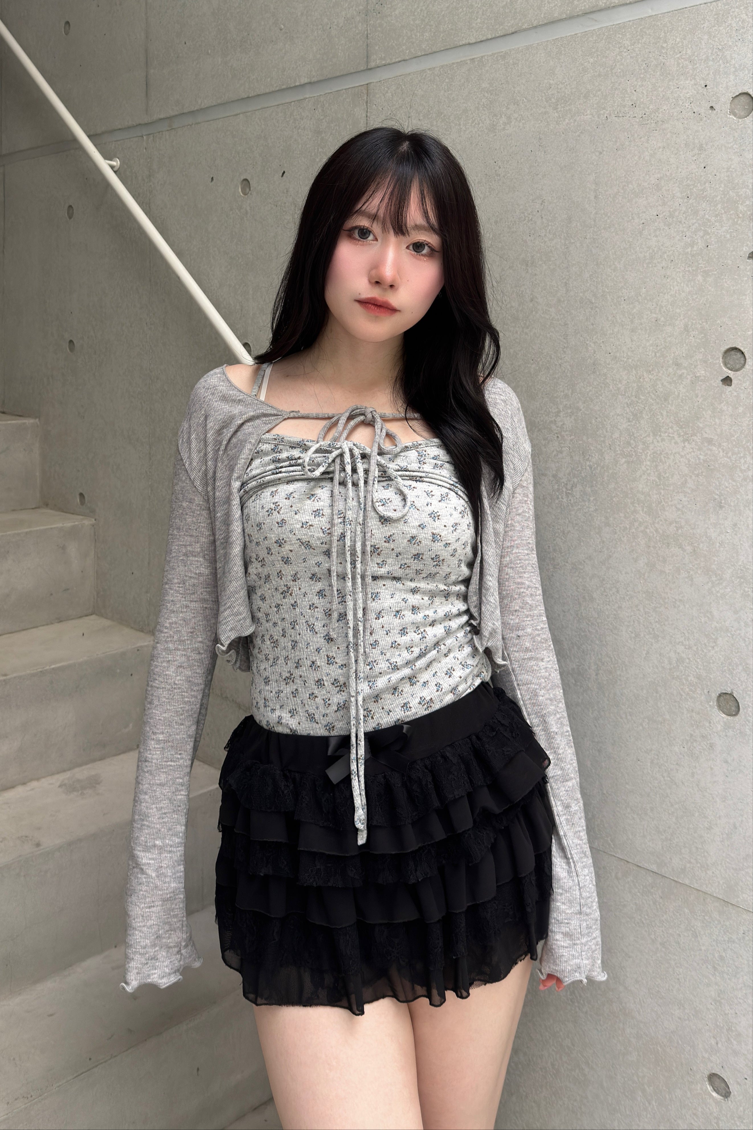 花柄キャミ+リボンカーディガン LAE20879