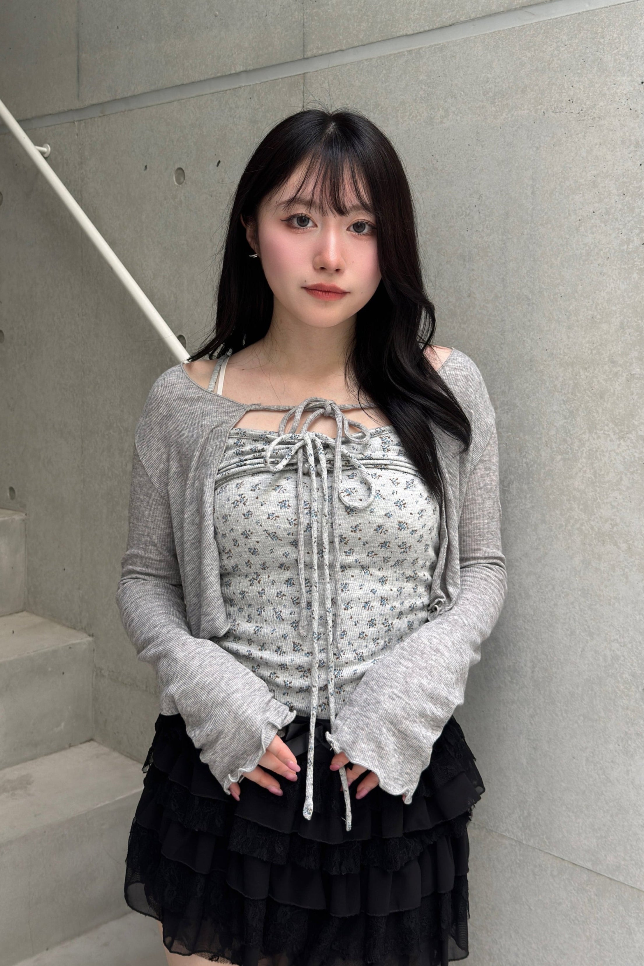 花柄キャミ+リボンカーディガン LAE20879