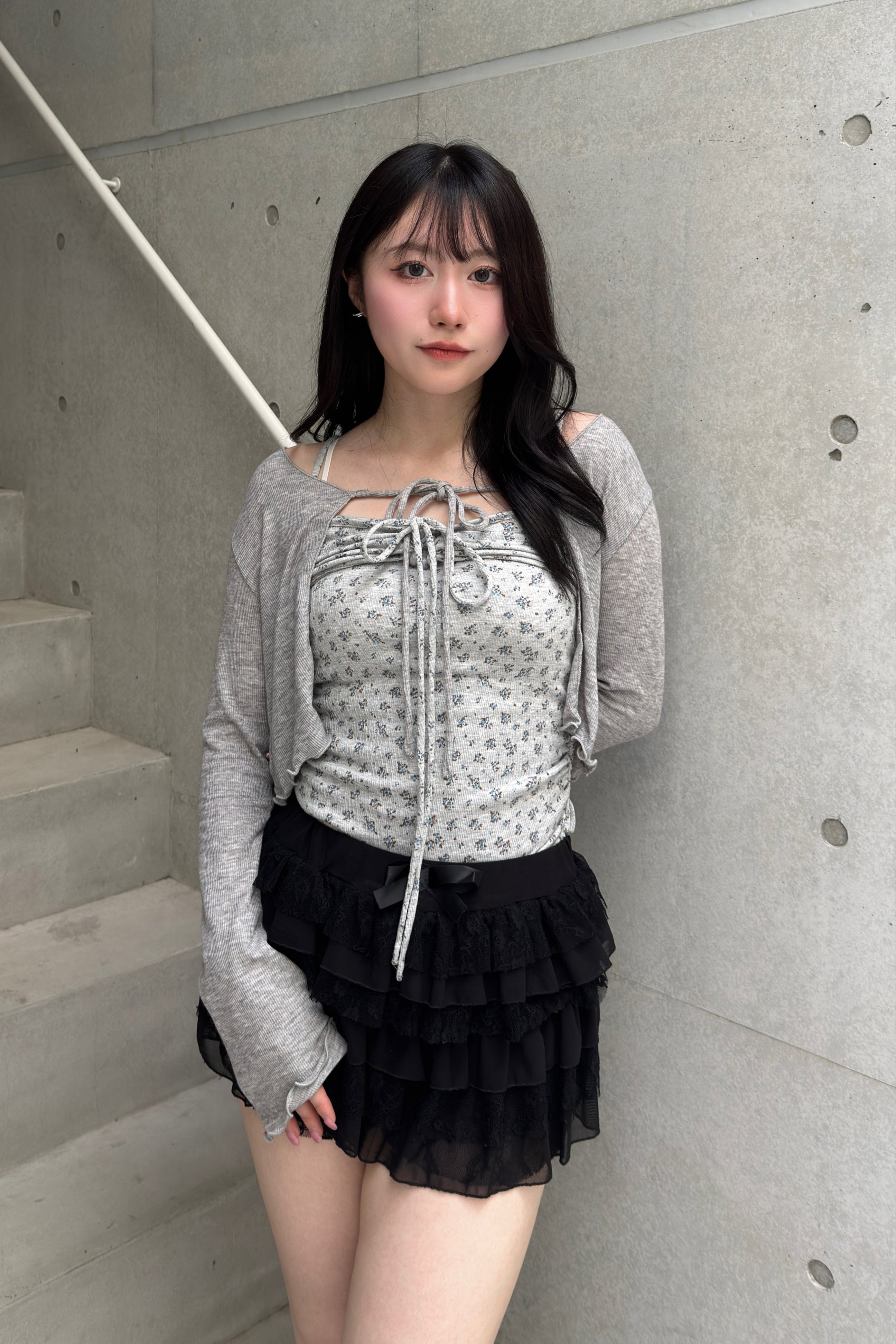 花柄キャミ+リボンカーディガン LAE20879