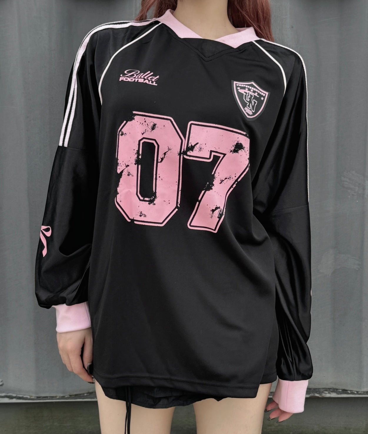 リボンプリントユニフォームロングTシャツ LAE20650