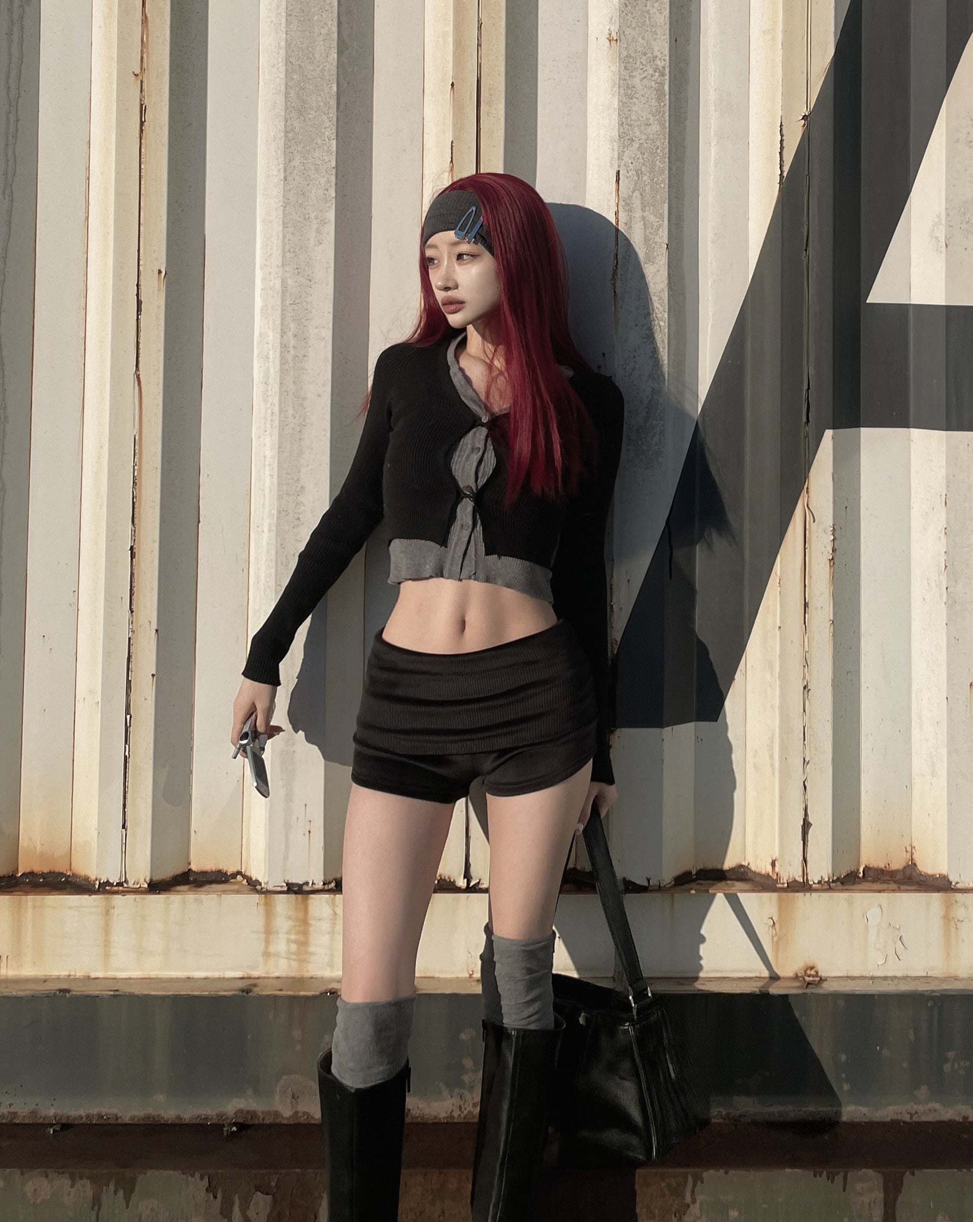 ワンポイントドッキングニットカーディガン LAE20669