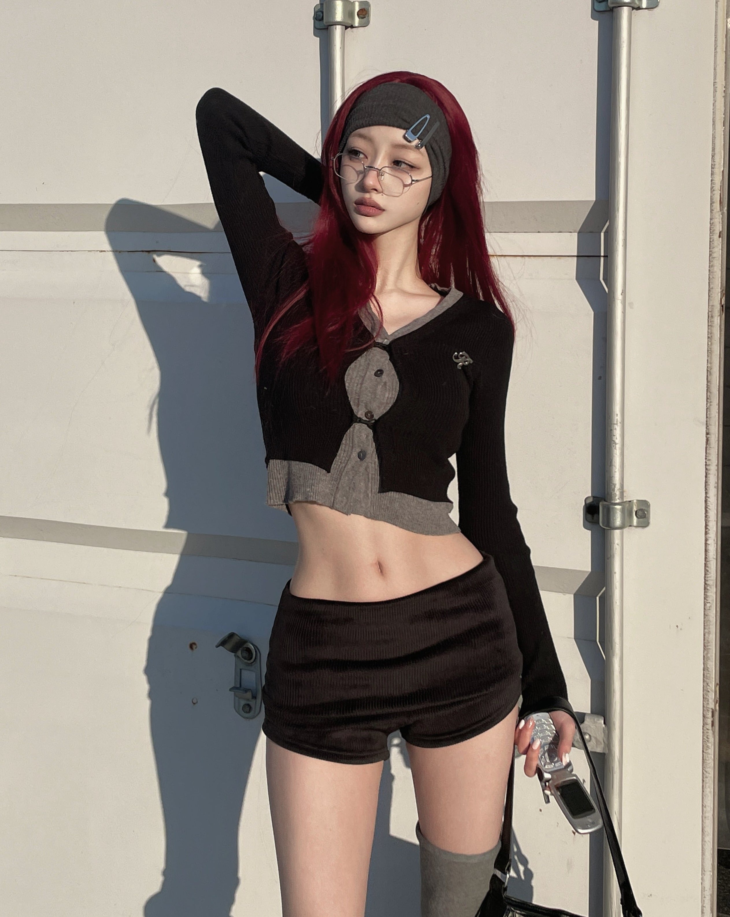 ワンポイントドッキングニットカーディガン LAE20669