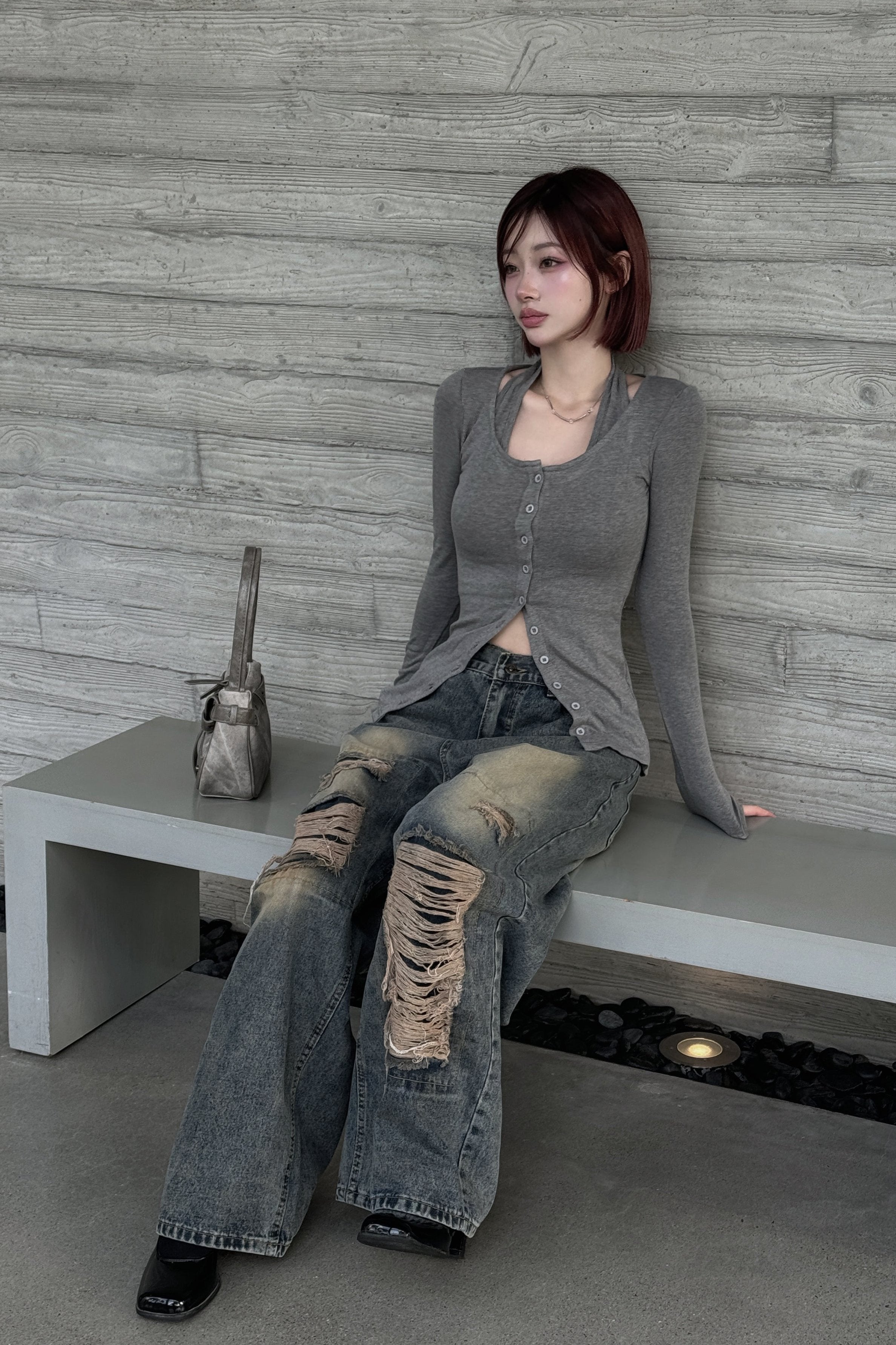 ホルターネックツーピースカーディガン LAE20671