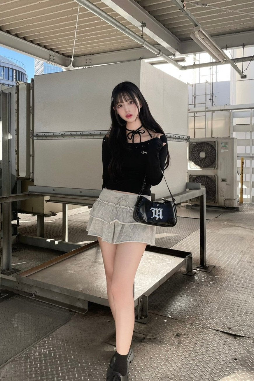 ホルターネックオフショルダーロゴTシャツ LAE20727