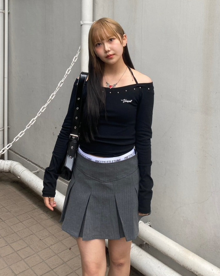 ホルターネックオフショルダーロゴTシャツ LAE20727