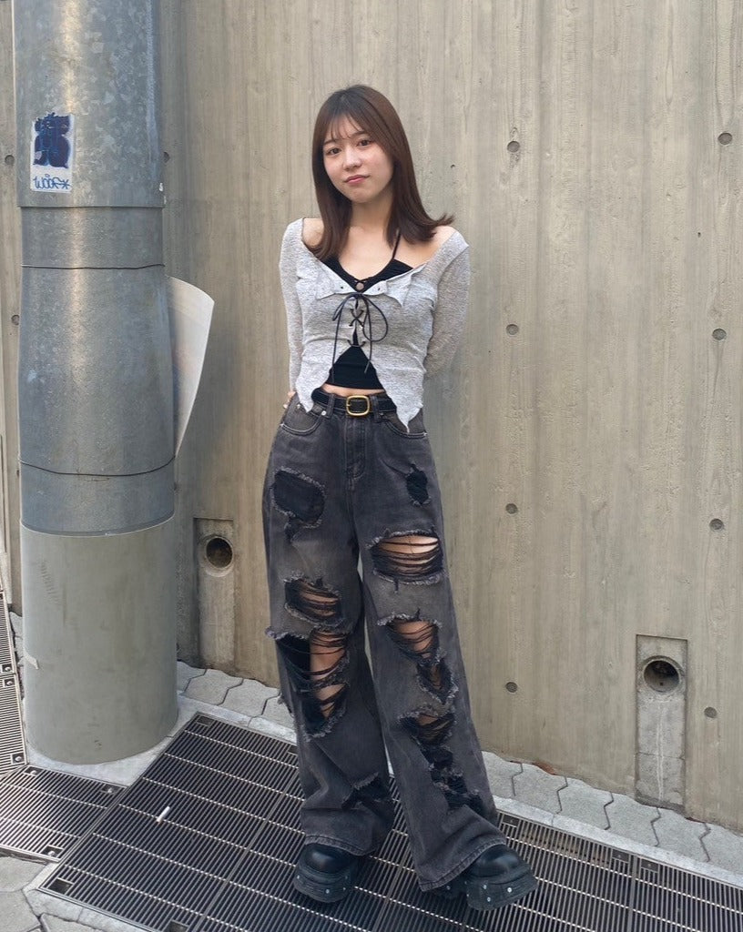 レースアップクロップドトップス+キャミ LAE20582