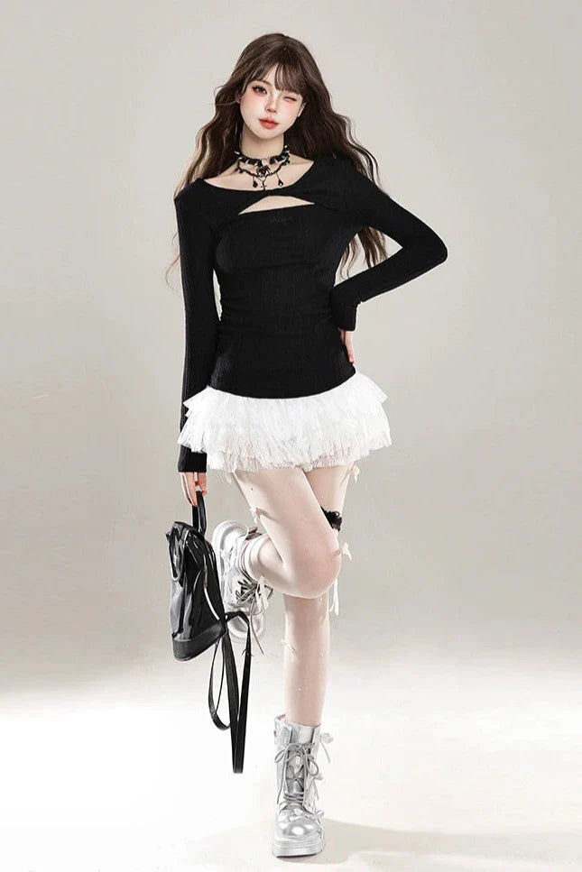 クロスデザインニットトップス LAE20656