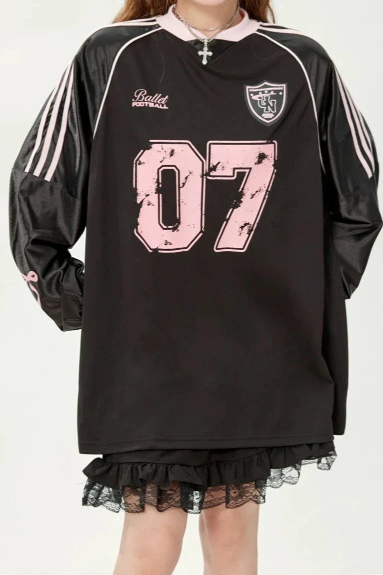 リボンプリントユニフォームロングTシャツ LAE20650