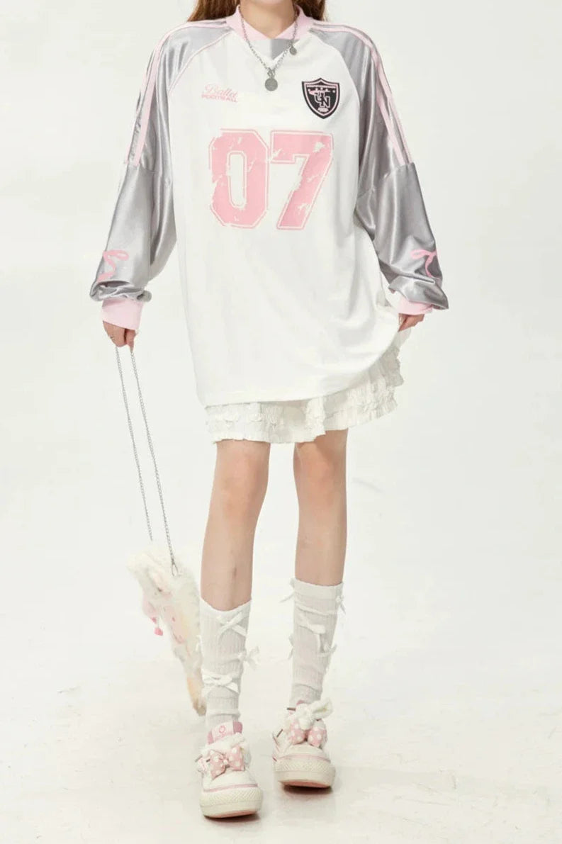 リボンプリントユニフォームロングTシャツ LAE20650