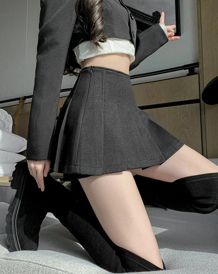 チャコールプリーツスカートパンツ LAE20578