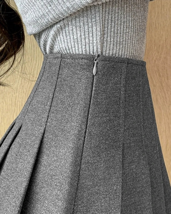 チャコールプリーツスカートパンツ LAE20578