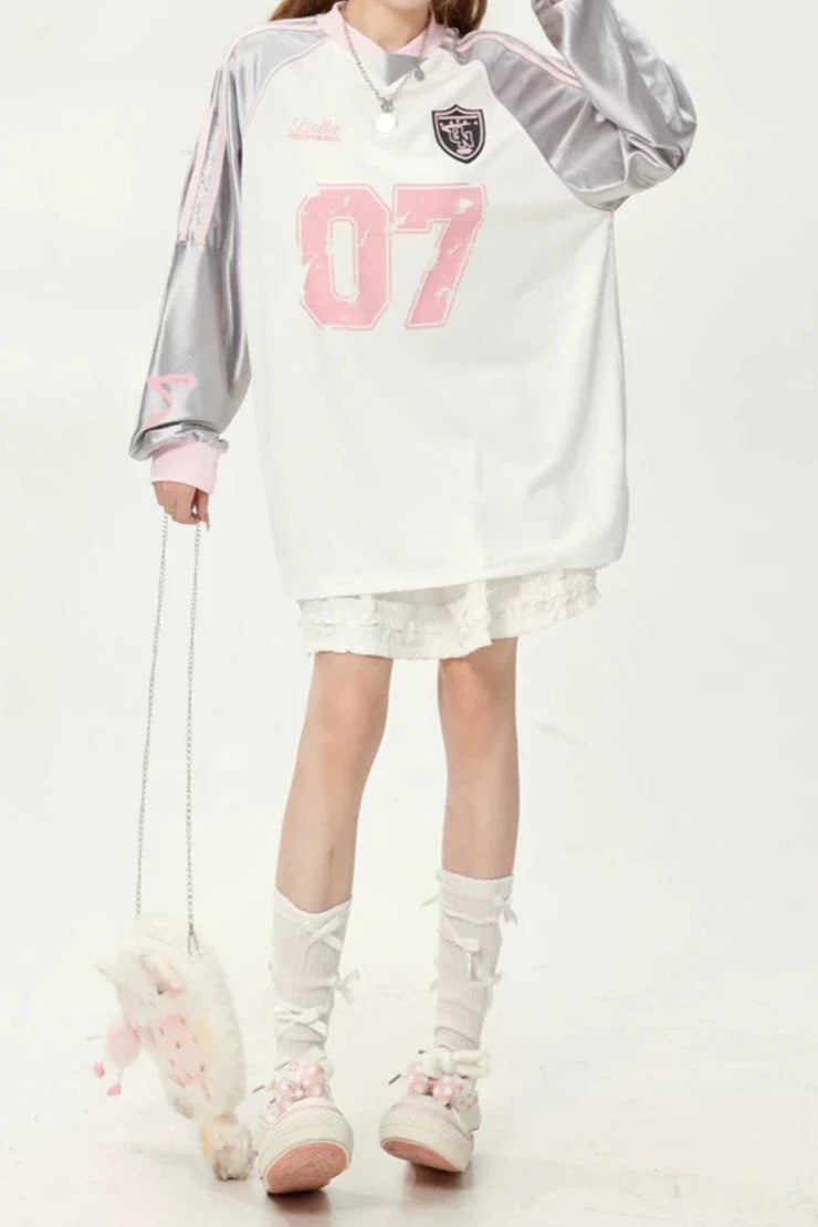 リボンプリントユニフォームロングTシャツ LAE20650