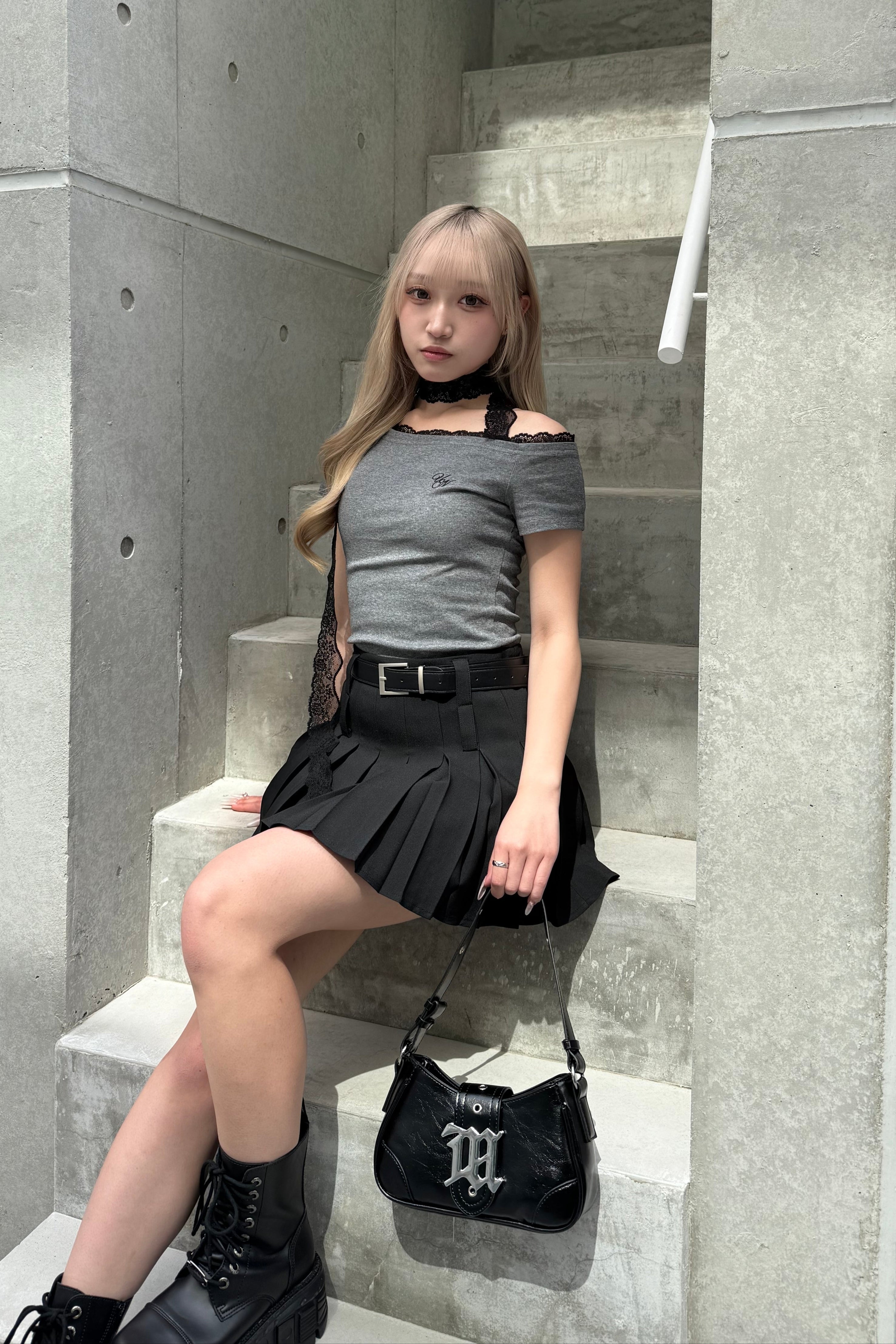 ワンショルダーレースTシャツ LAE20827