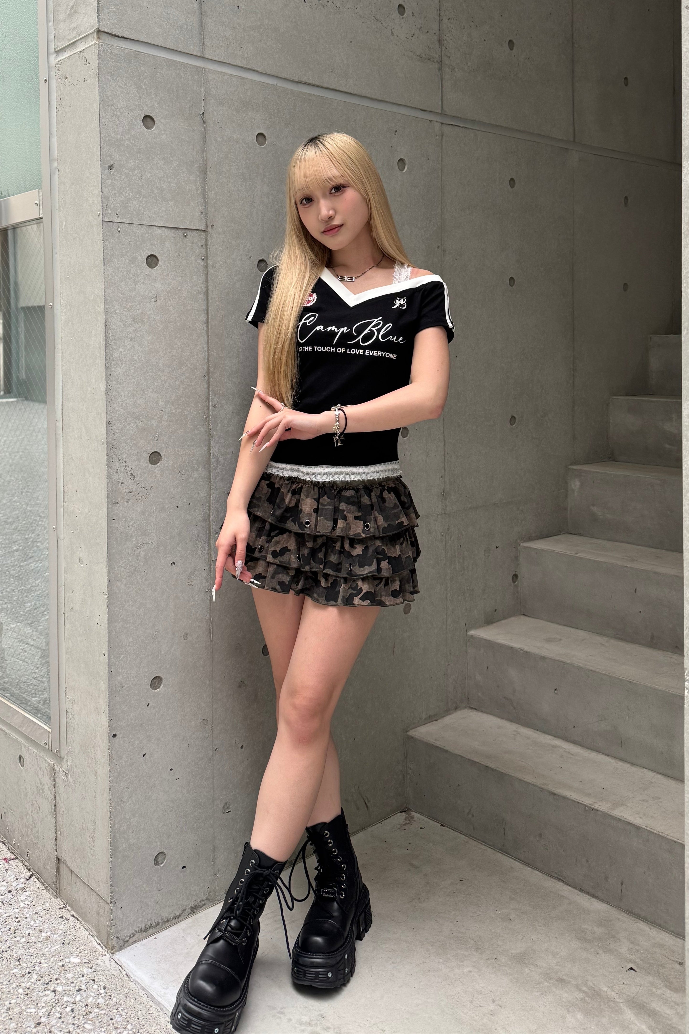 カモフラミニティアードスカート LAE20831