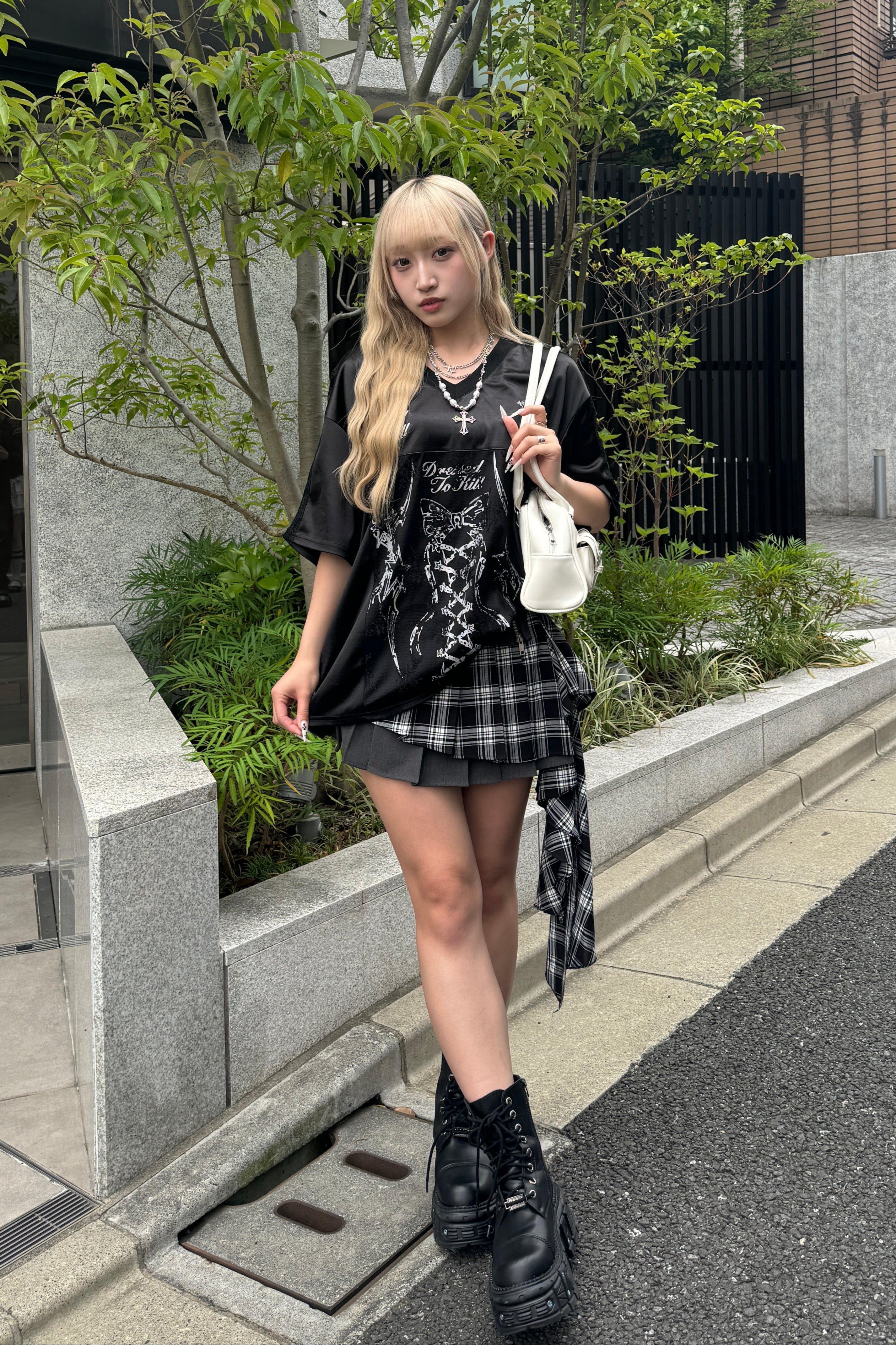 アシンメトリーチェックプリーツスカート LAE20828