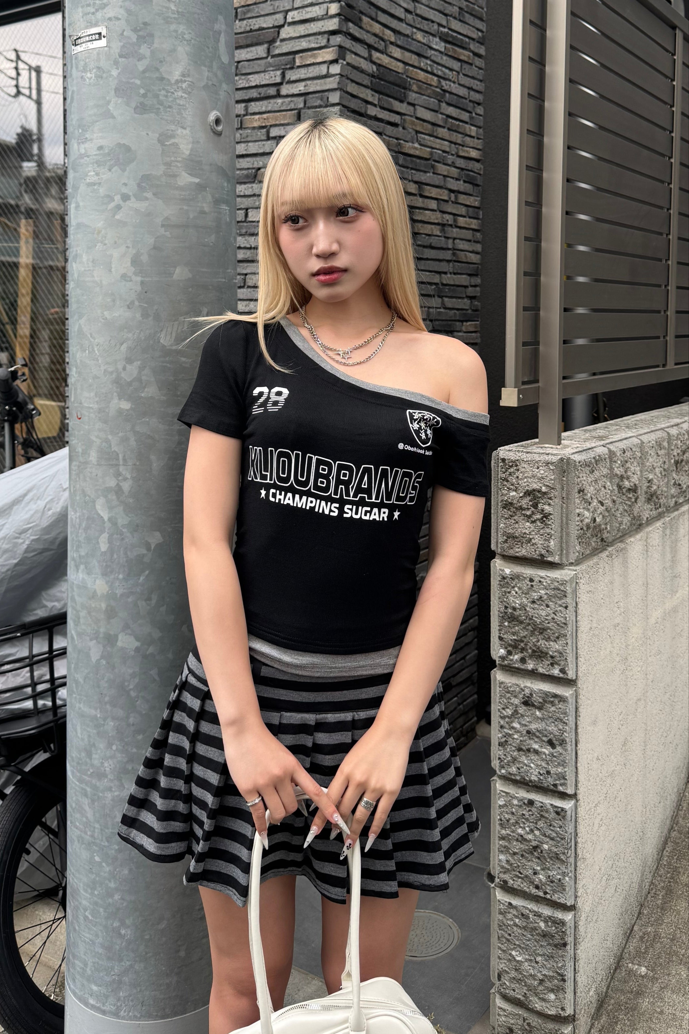 ボーダープリーツミニスカート LAE20843