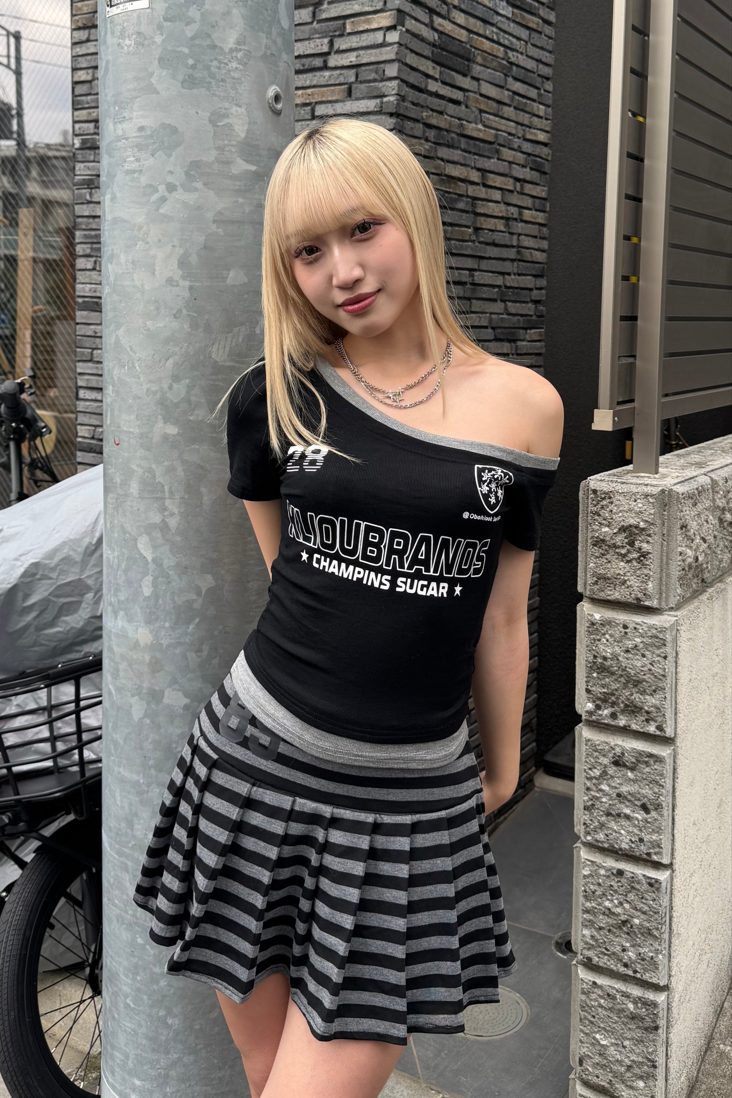 ボーダープリーツミニスカート LAE20843