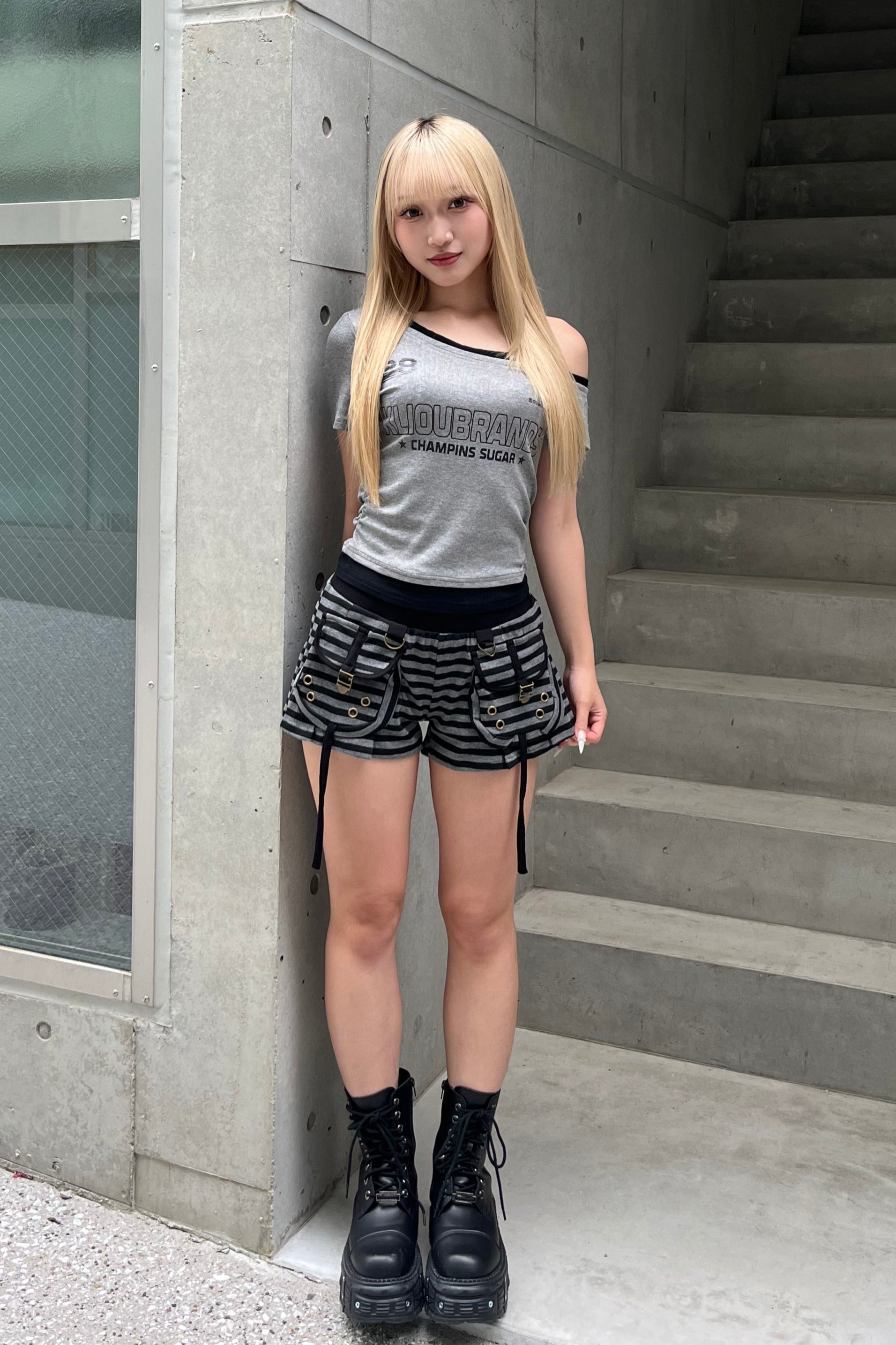 ボーダーポケットホットパンツ LAE20845