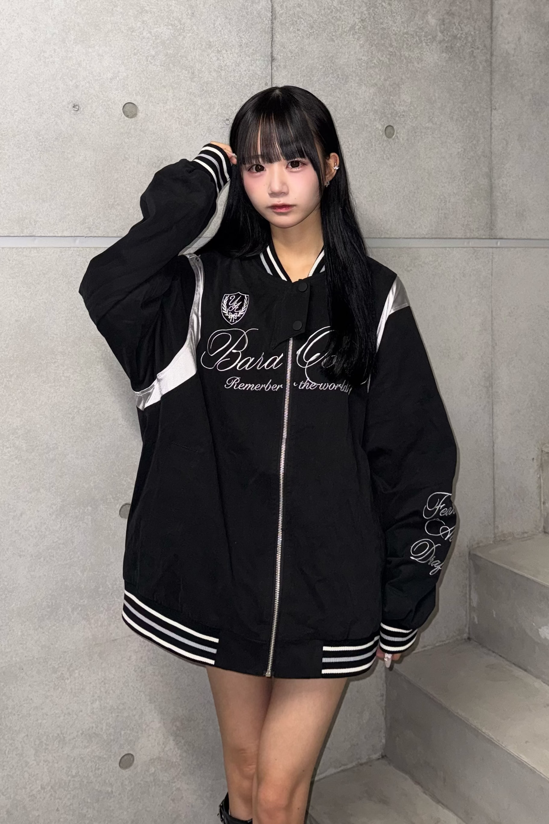 ブラックレタリングアシンメトリージャケット LAE30088