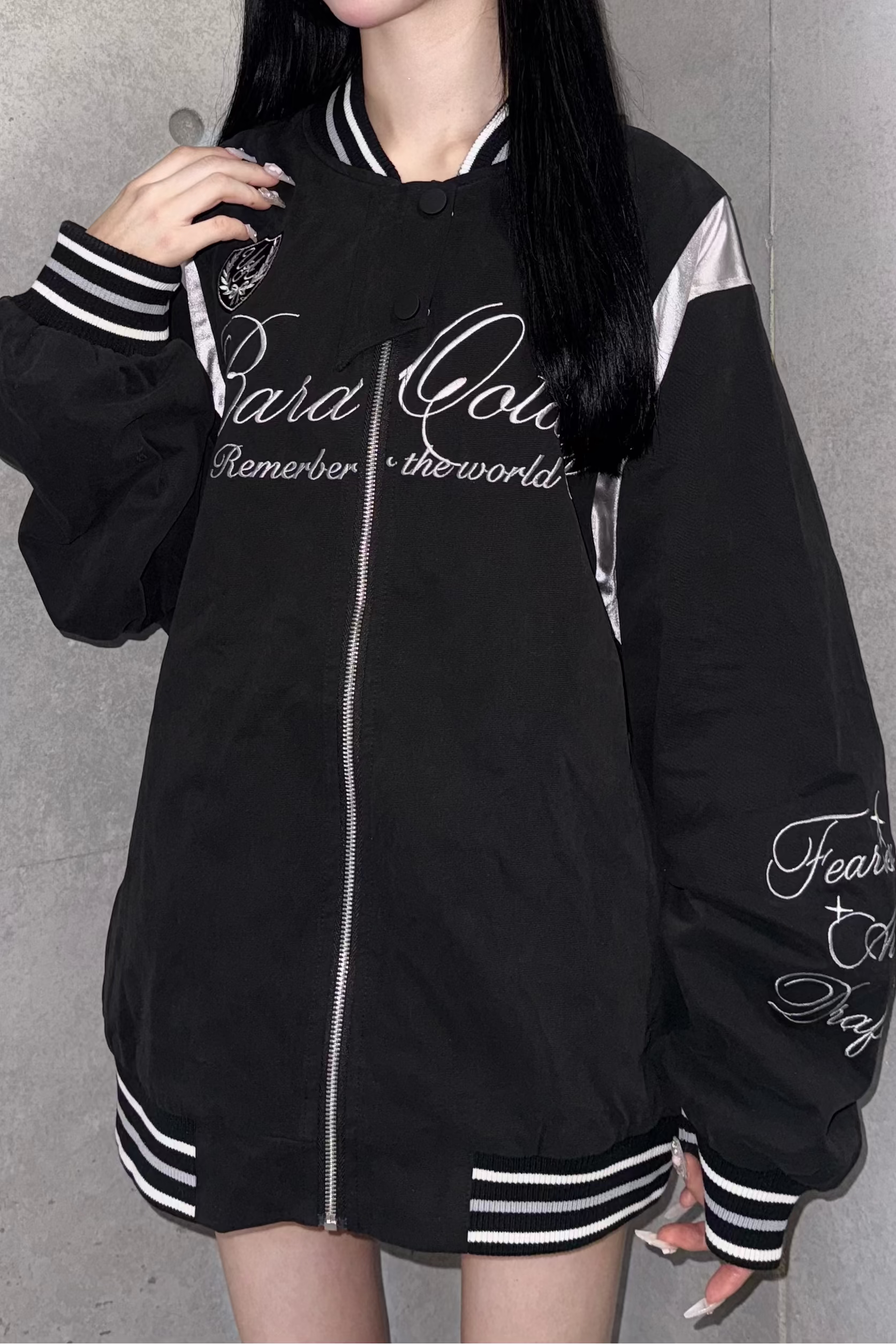 ブラックレタリングアシンメトリージャケット LAE30088