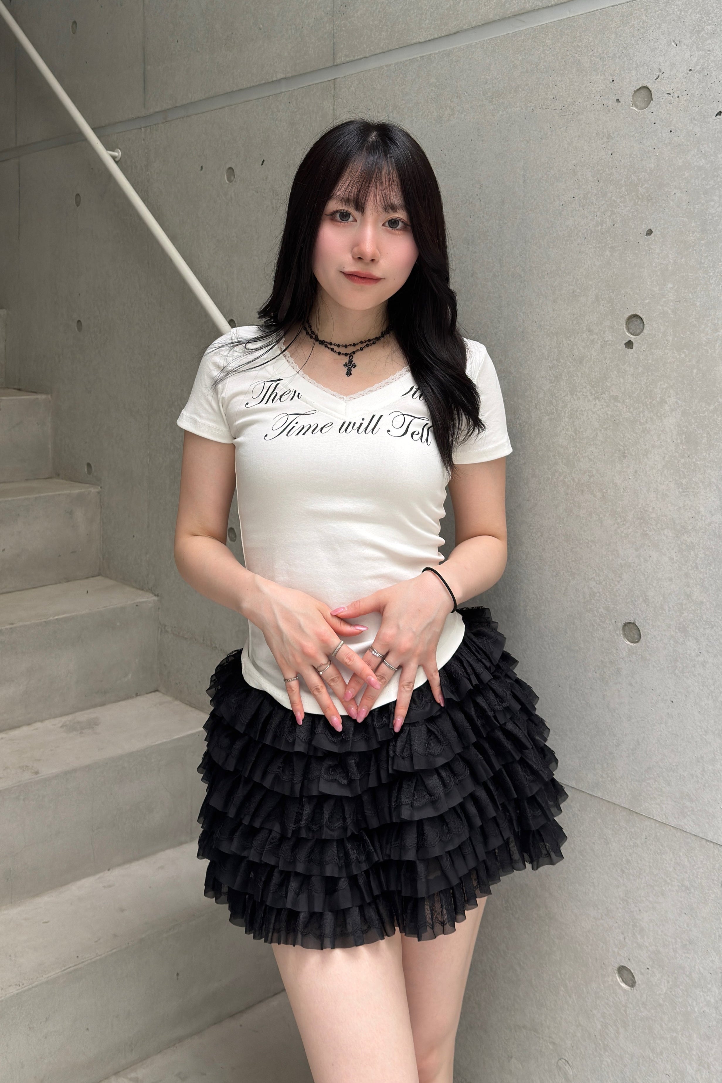 レースレタリングTシャツ LAE20892