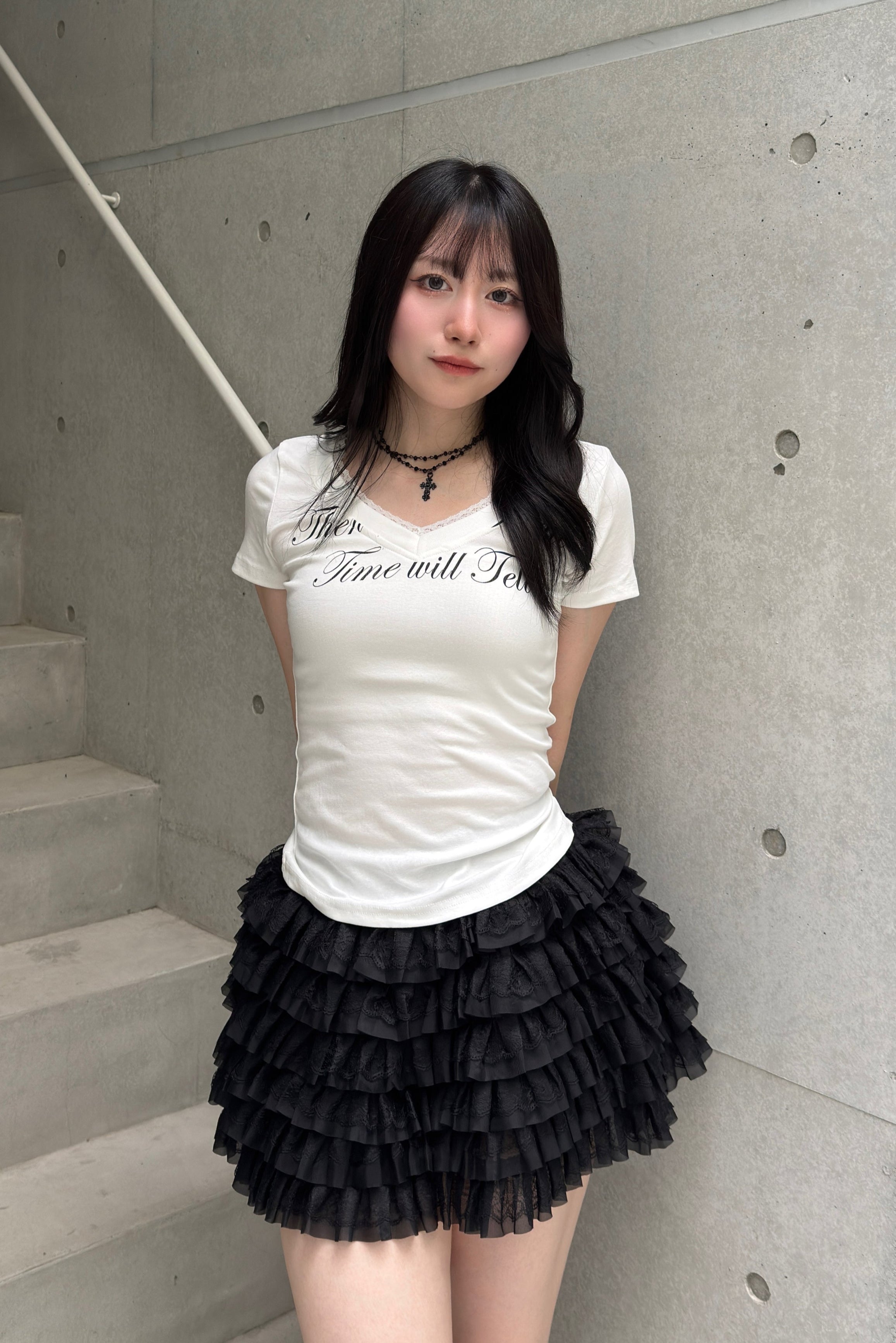 レースレタリングTシャツ LAE20892