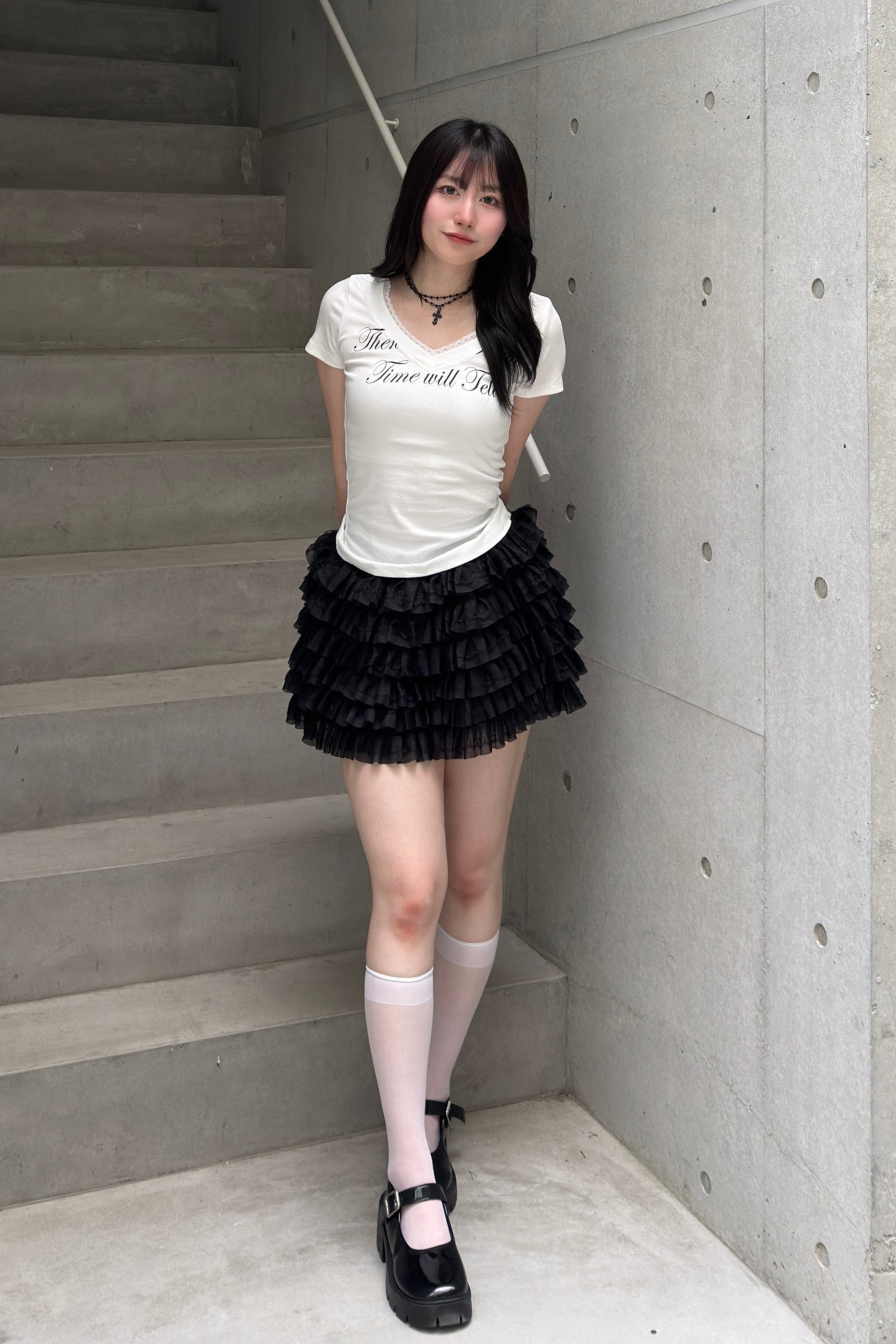 レースレタリングTシャツ LAE20892