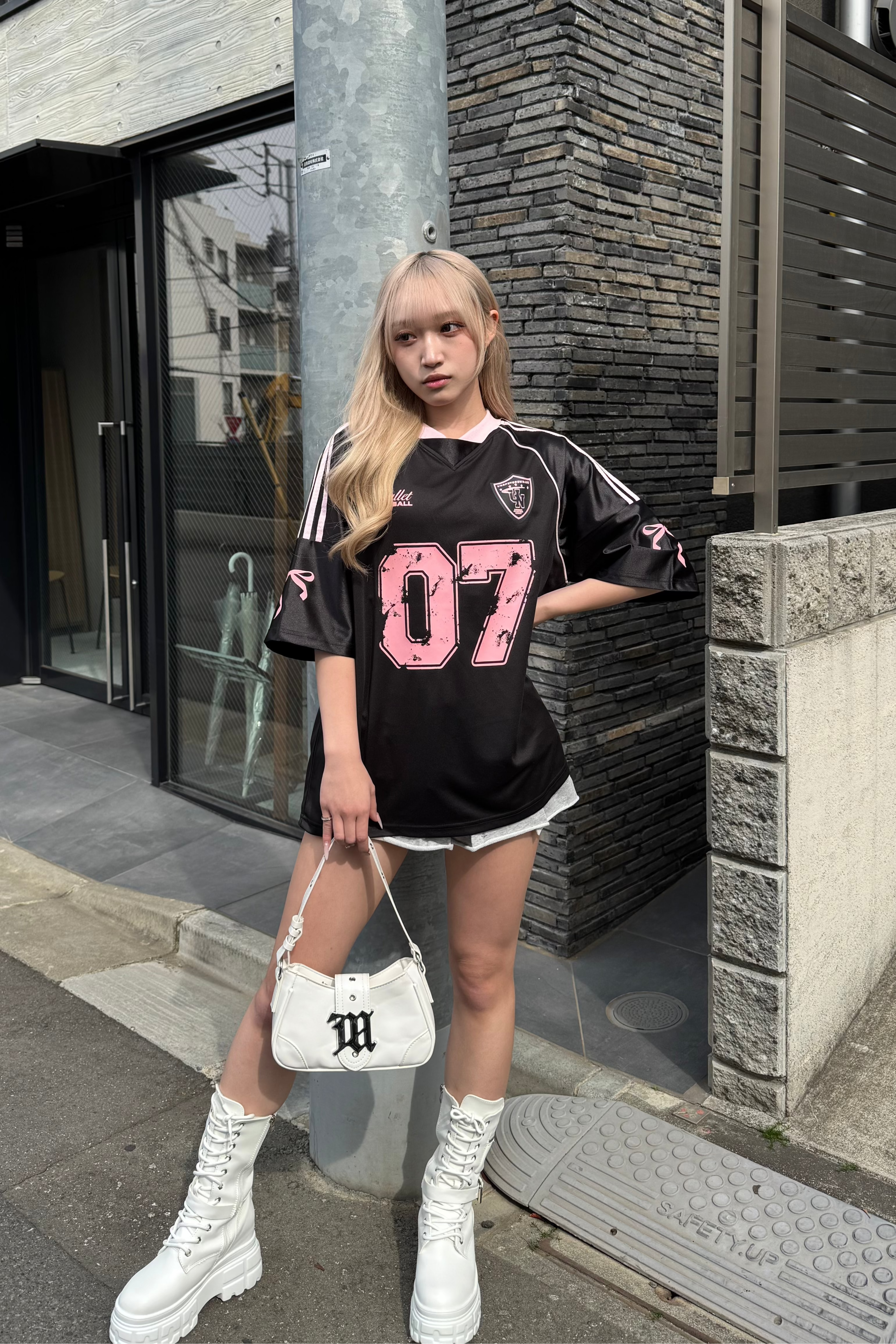 リボンプリントユニフォームTシャツ LAE20785