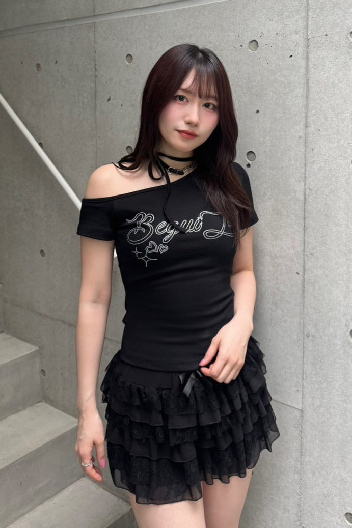 レースフリルティアードミニスカート LAE20847