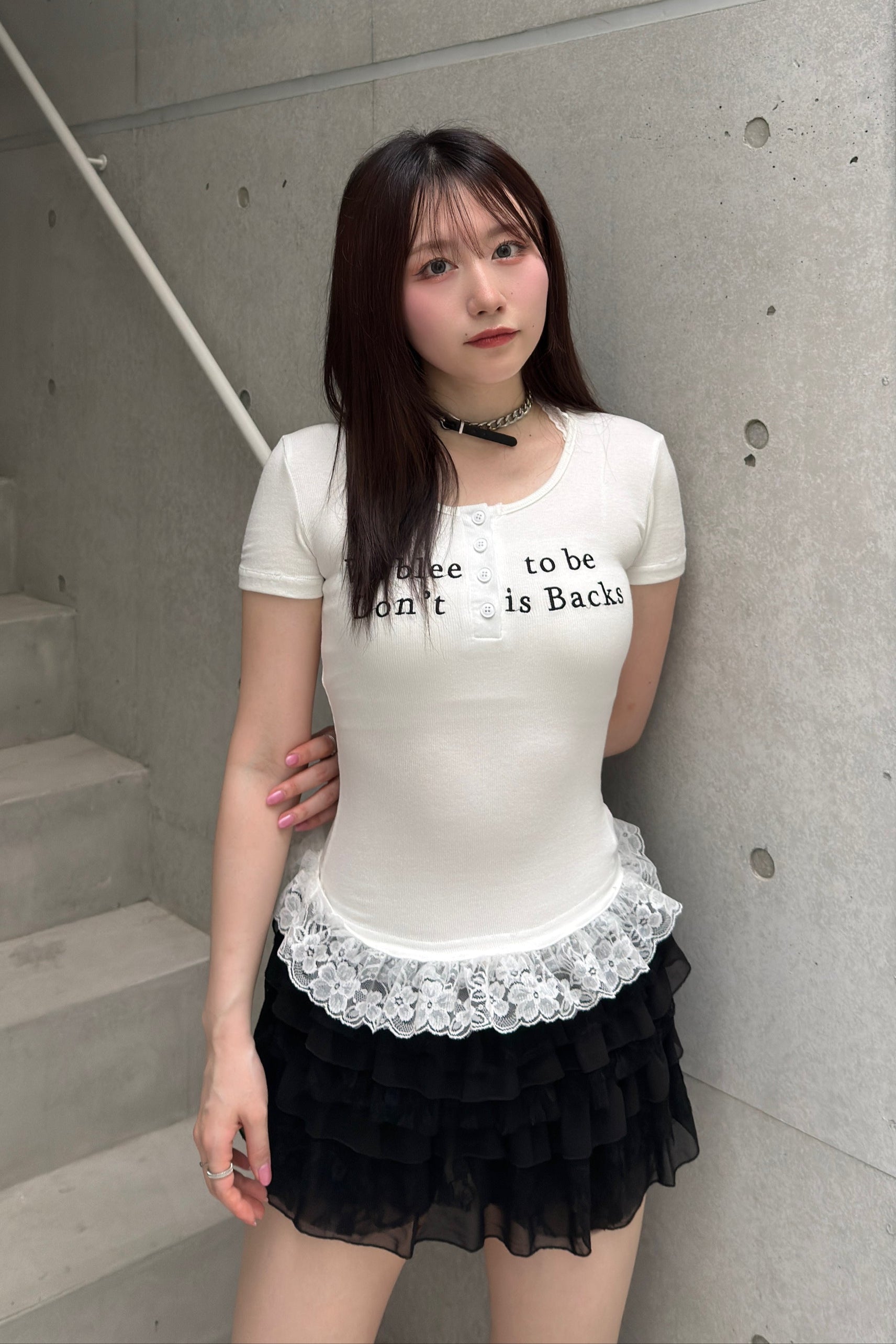 レースフリルロゴTシャツ LAE20864