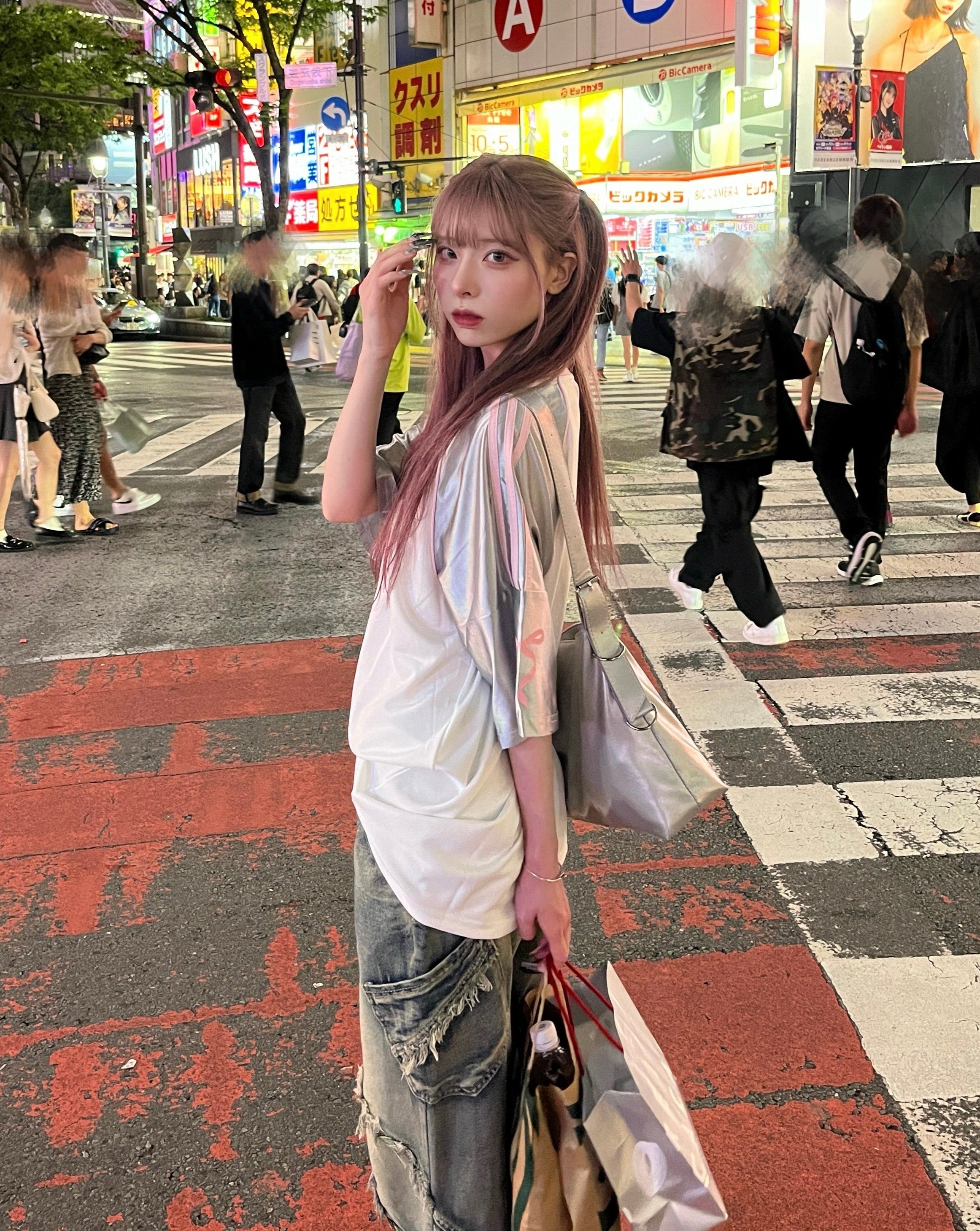 リボンプリントユニフォームTシャツ LAE20785