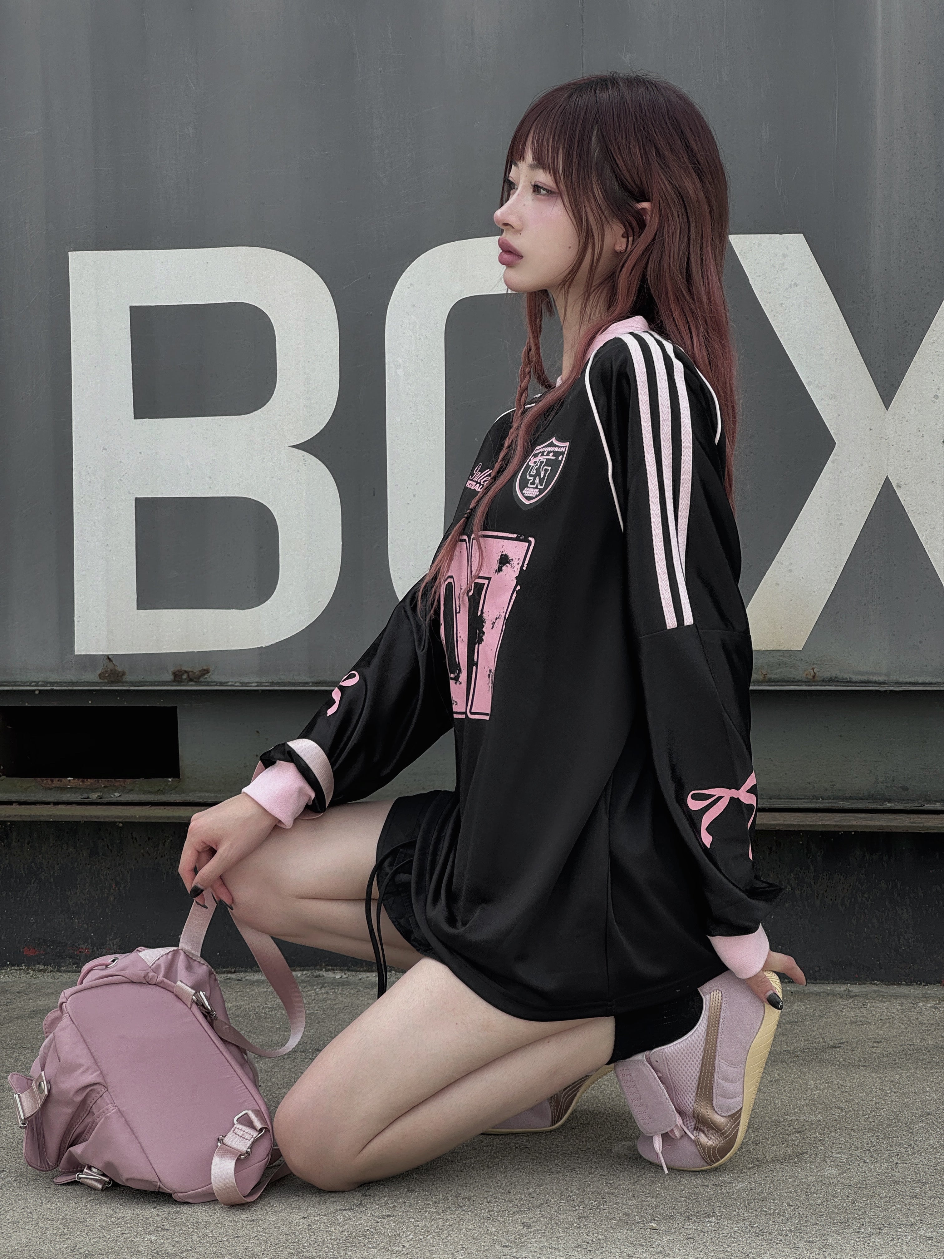 リボンプリントユニフォームロングTシャツ LAE20650